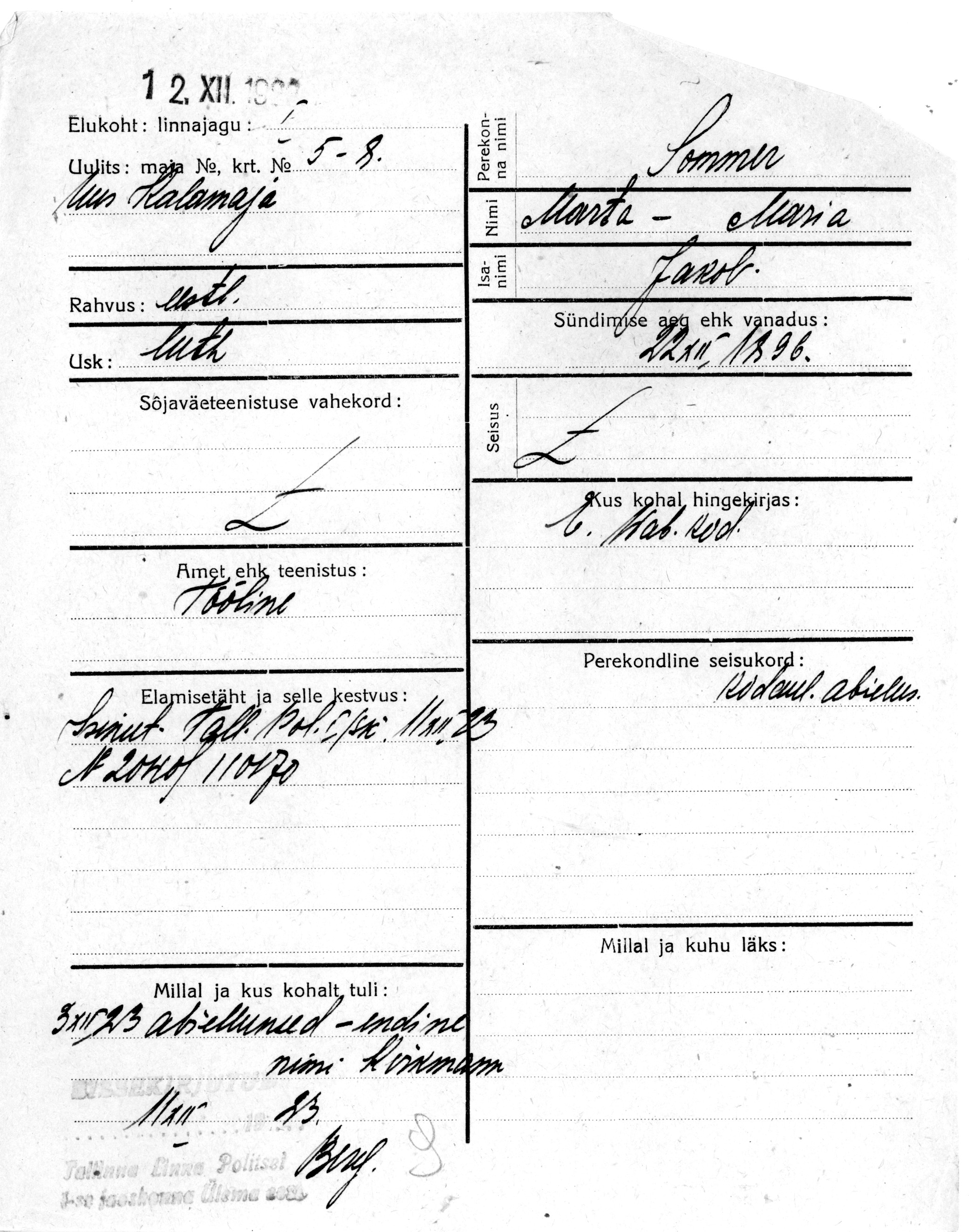 Sommer, Marta-Maria, Jakob