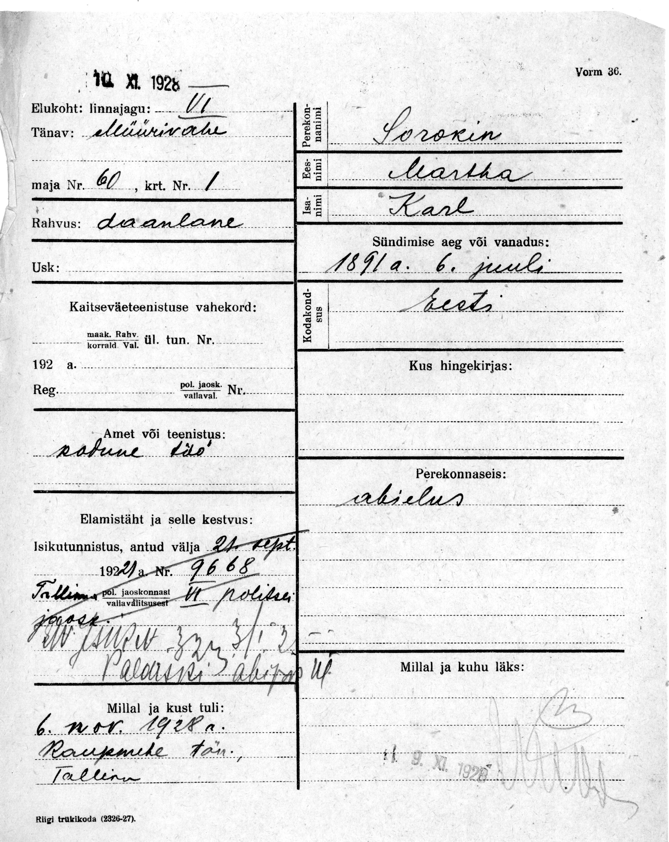 Sorokin, Martha, Karl