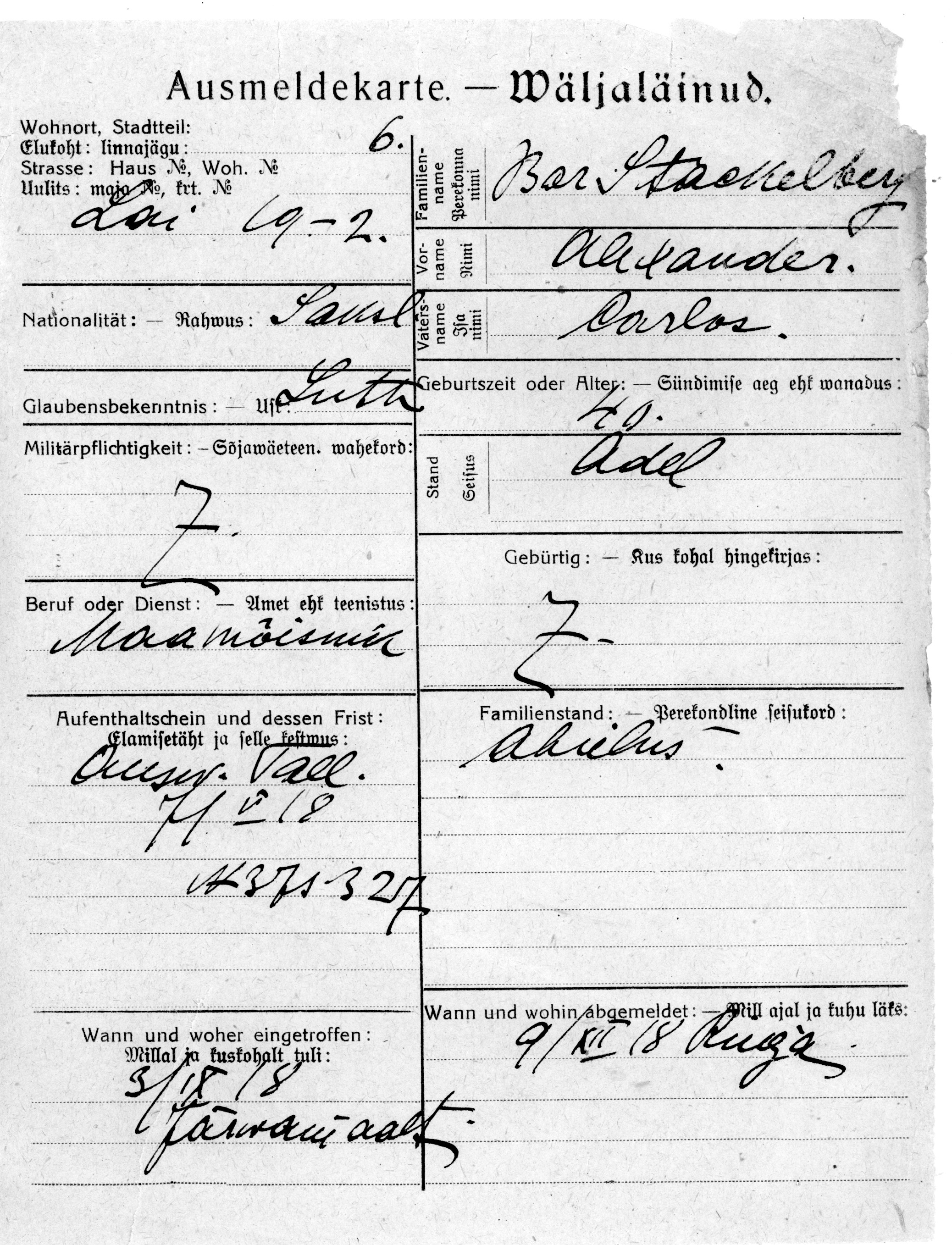 Stackelberg, Alexander, Carlos