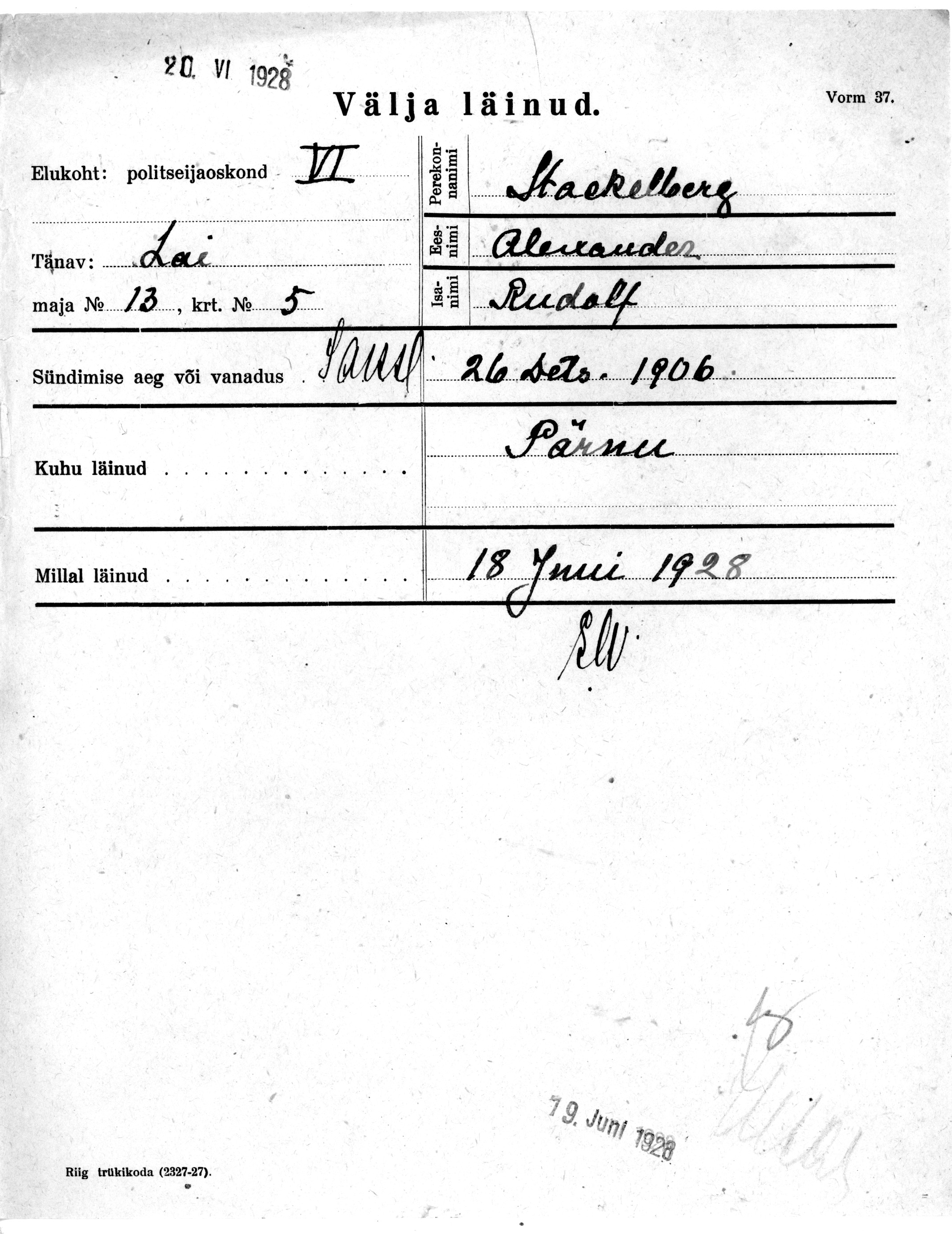 Stackelberg, Alexander, Rudolf