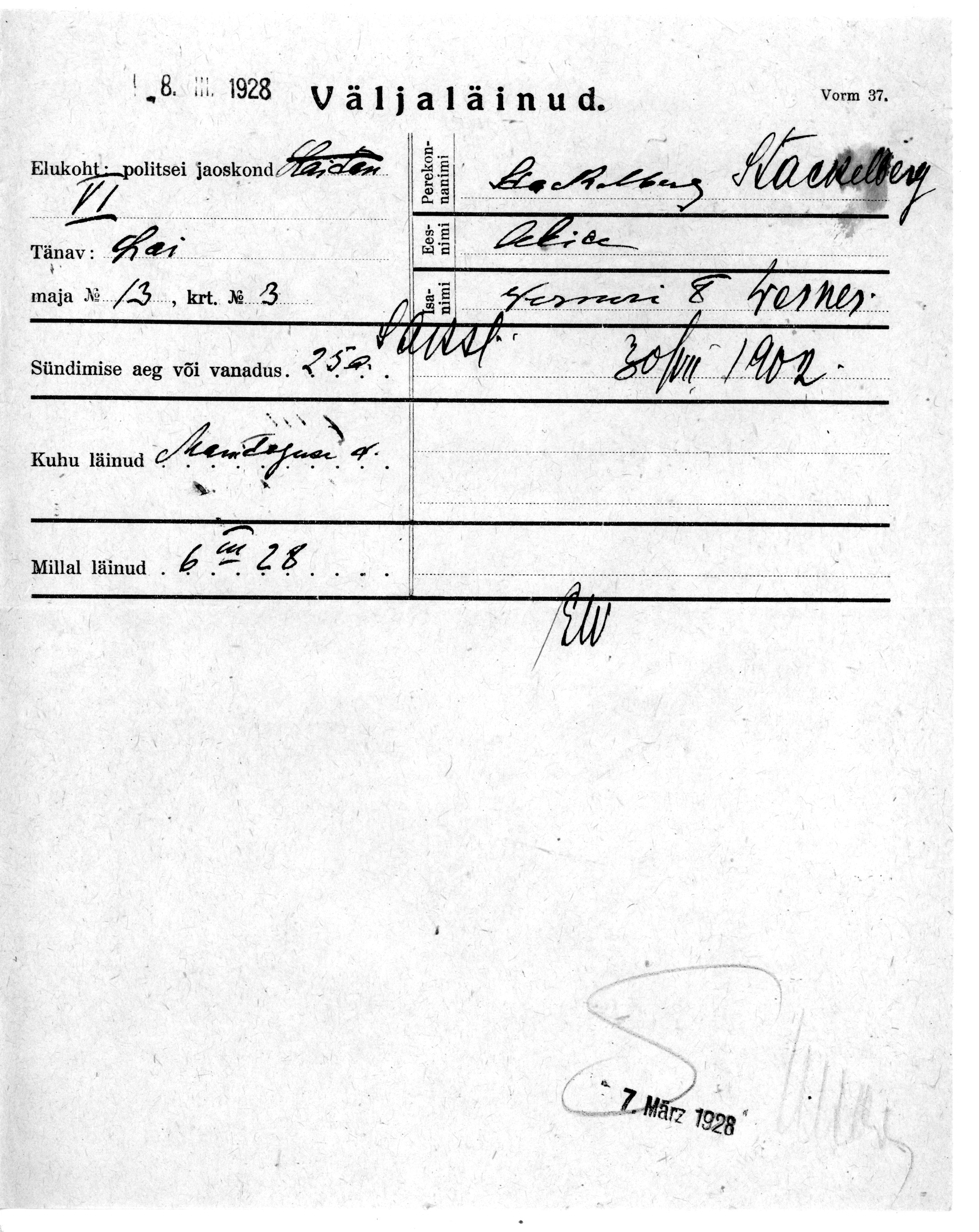 Stackelberg, Alice, Werner