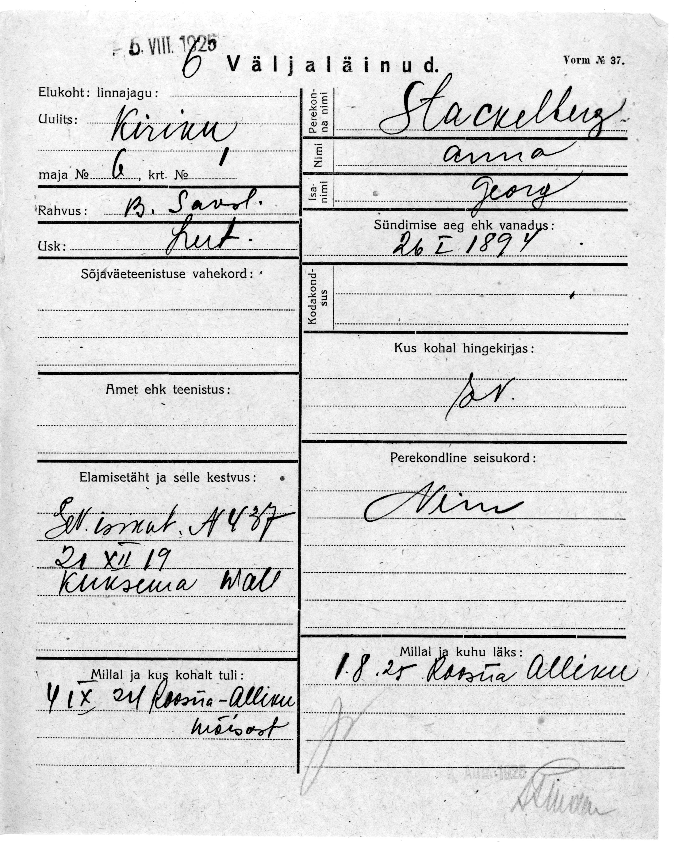 Stackelberg, Anna, Georg