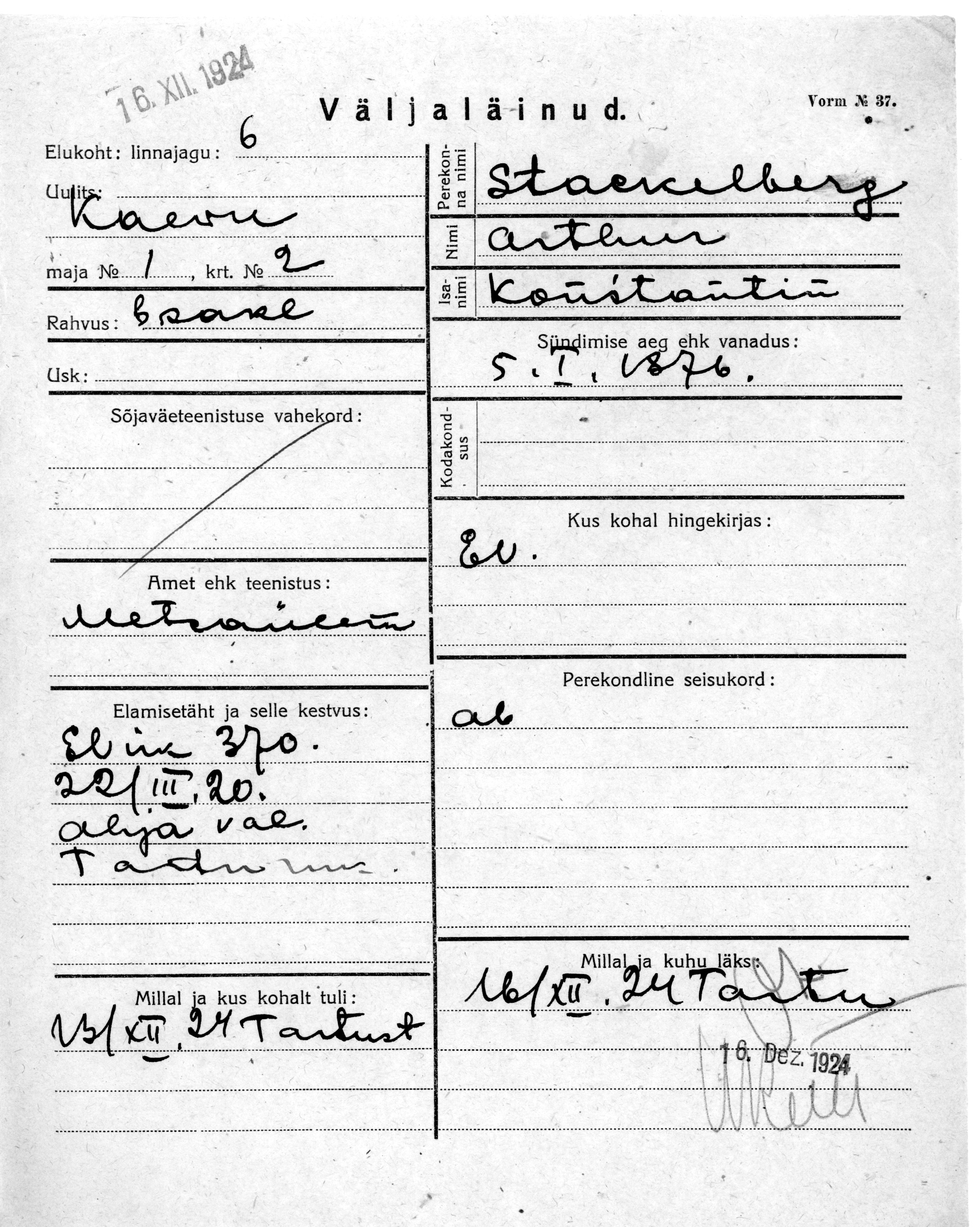 Stackelberg, Arthur, Konstantin