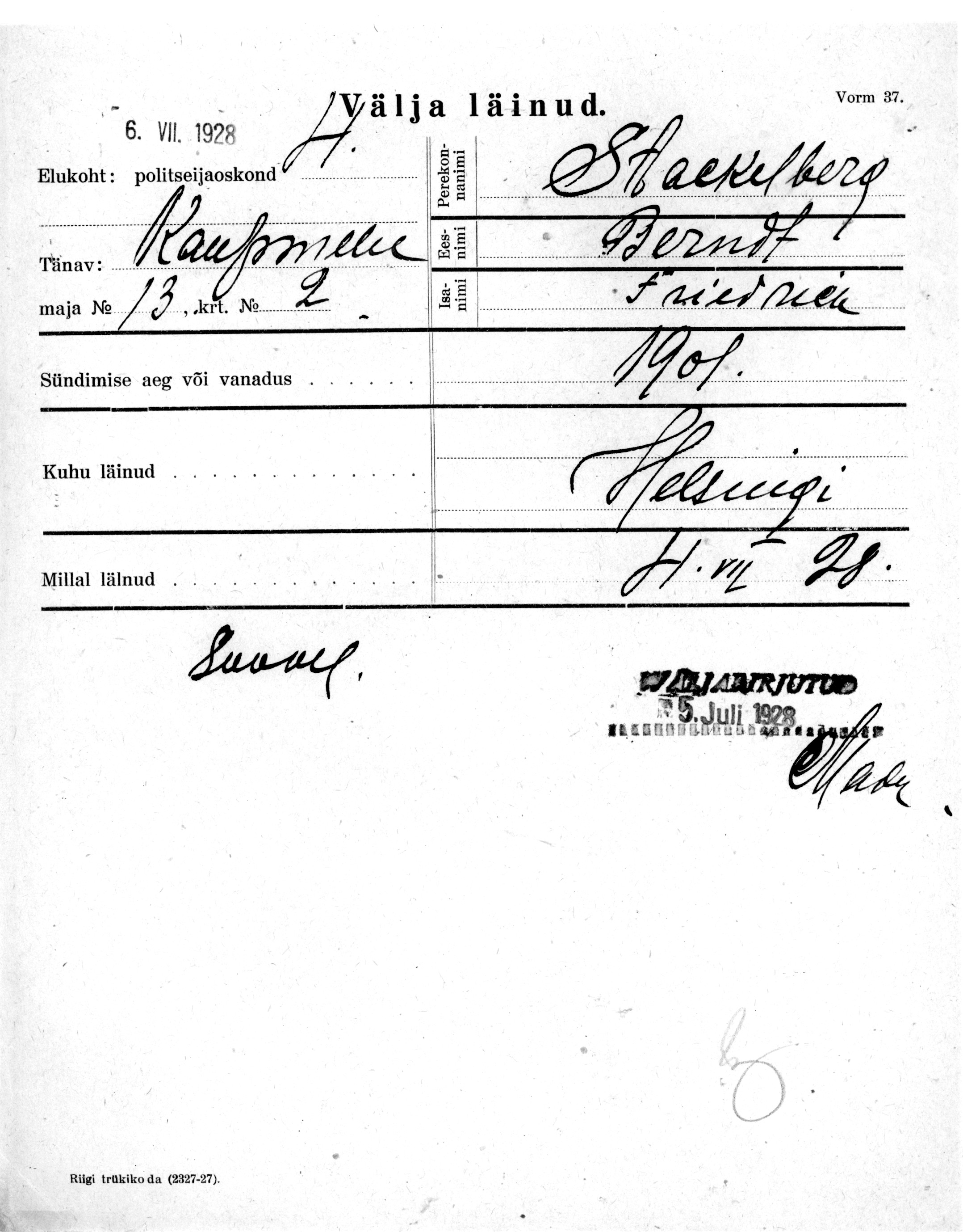 Stackelberg, Berndt, Friedrich