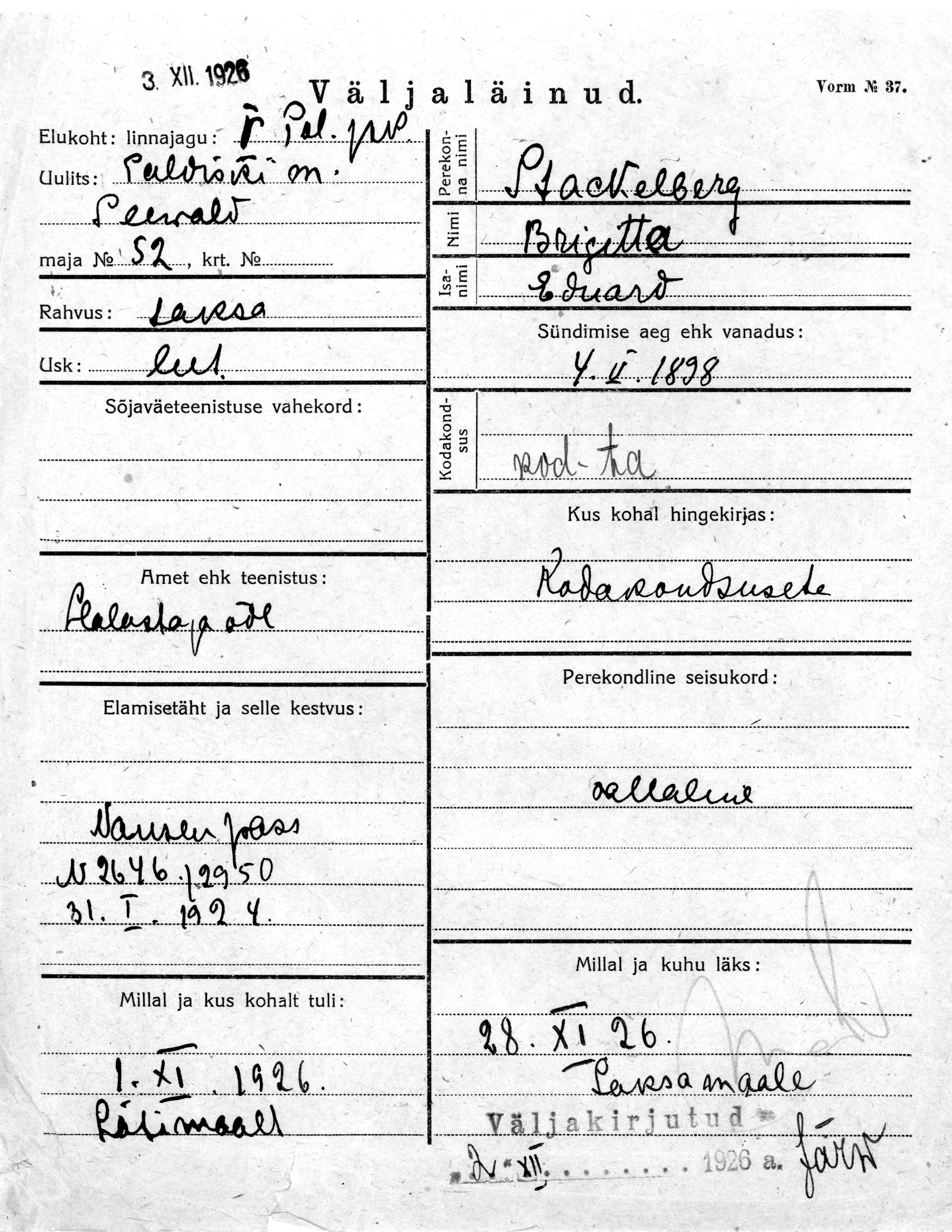 Stackelberg, Brigitta, Eduard