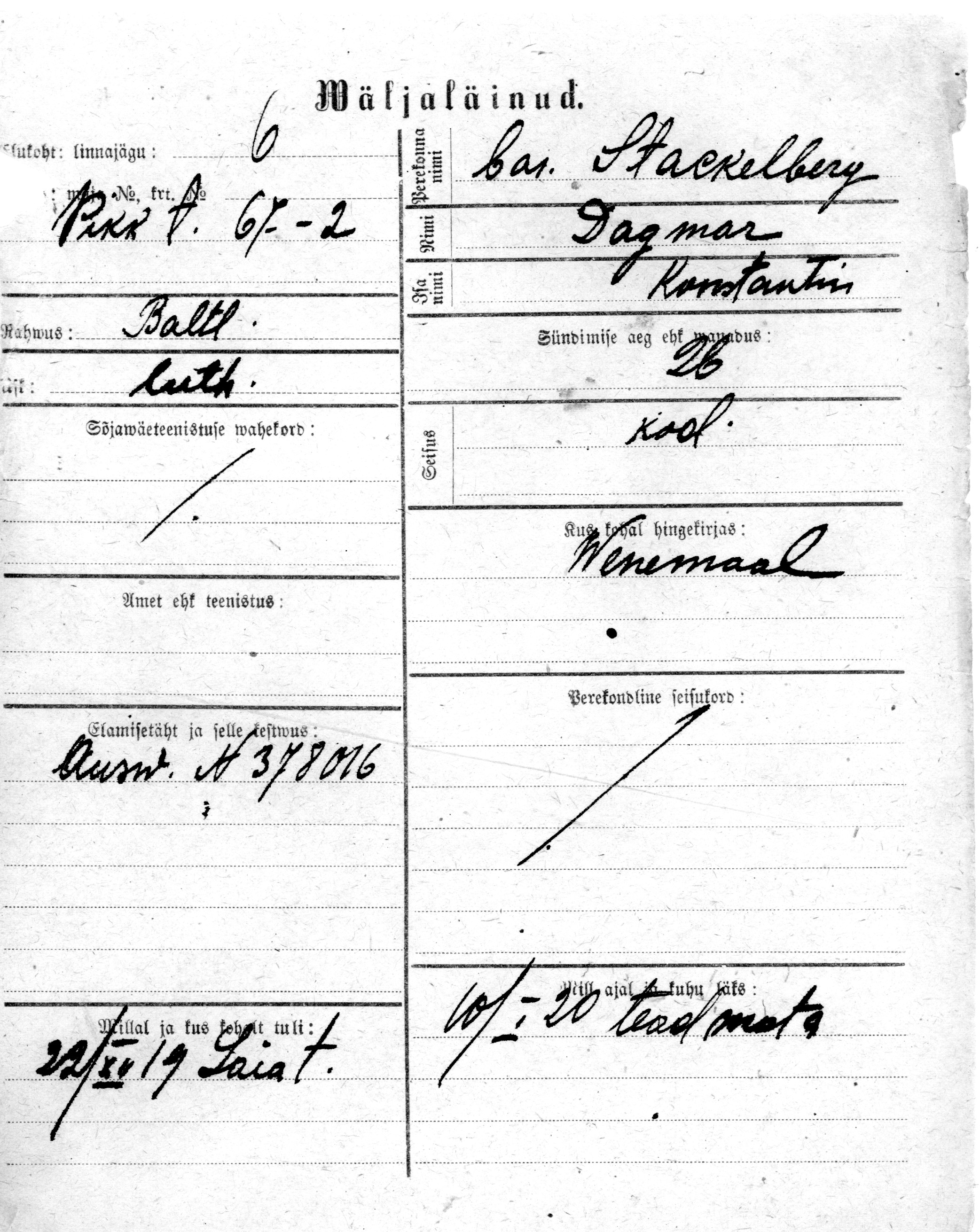 Stackelberg, Dagmar, Konstantin