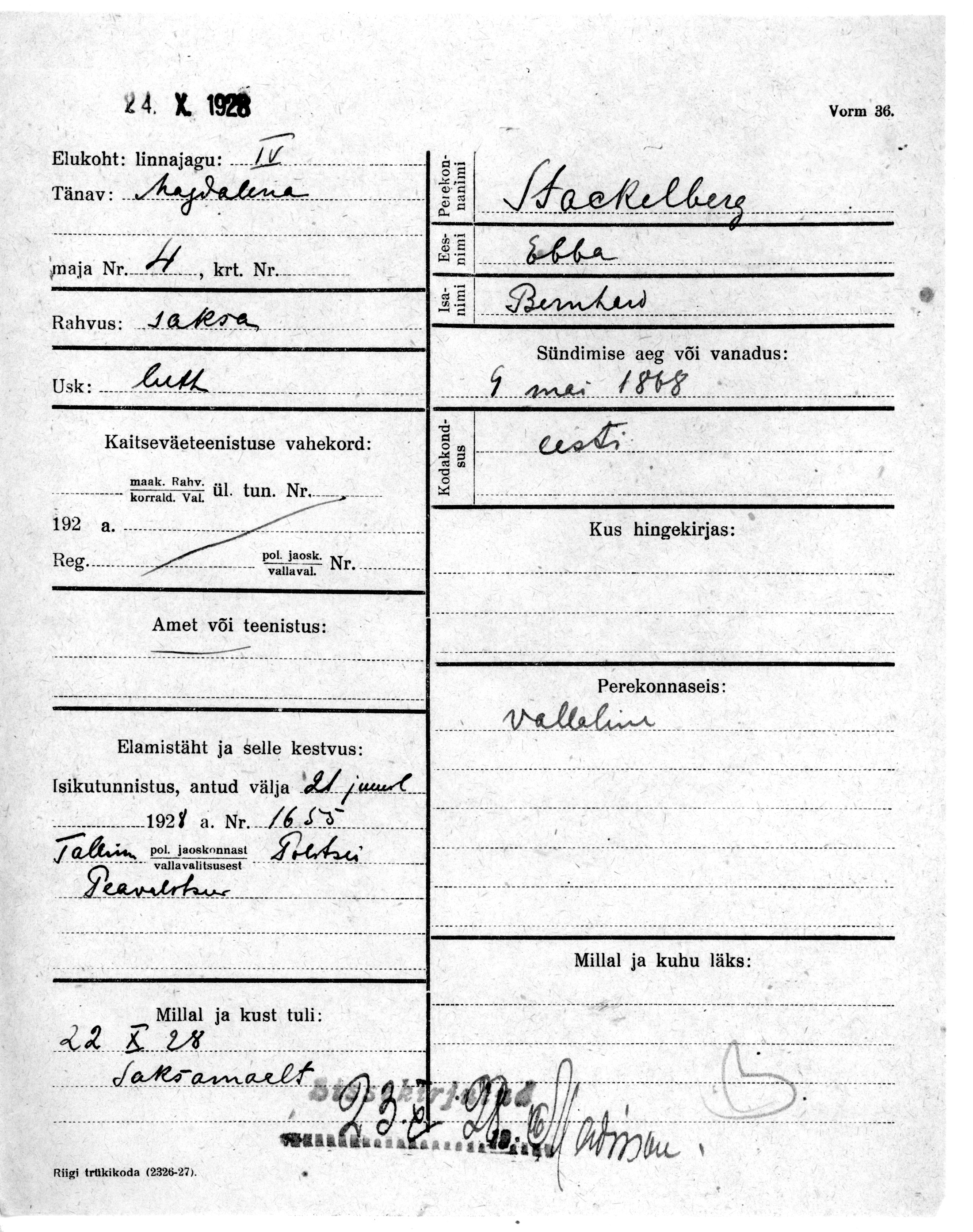 Stackelberg, Ebba, Bernhard