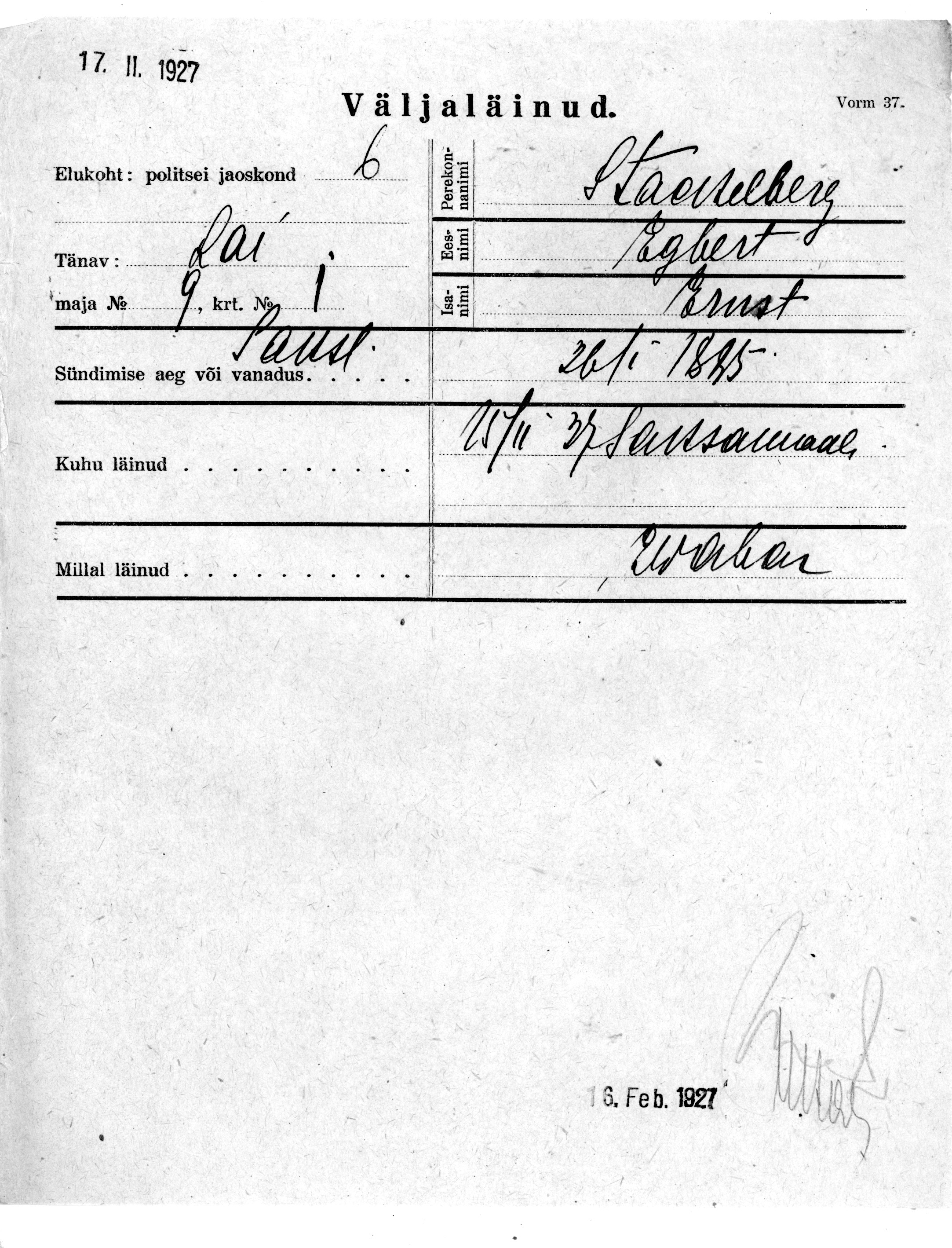 Stackelberg, Egbert, Ernst