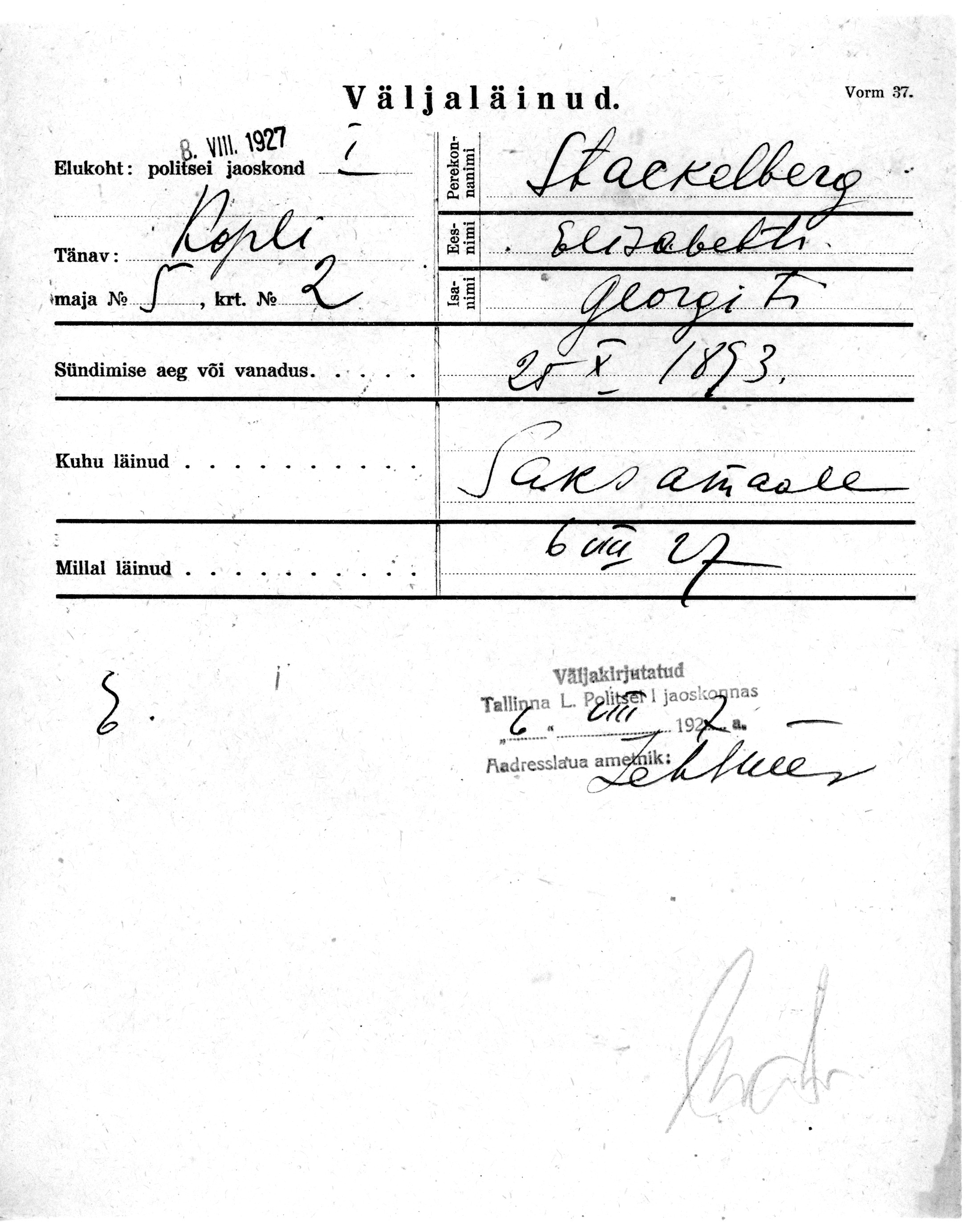 Stackelberg, Elisabeth, Georg