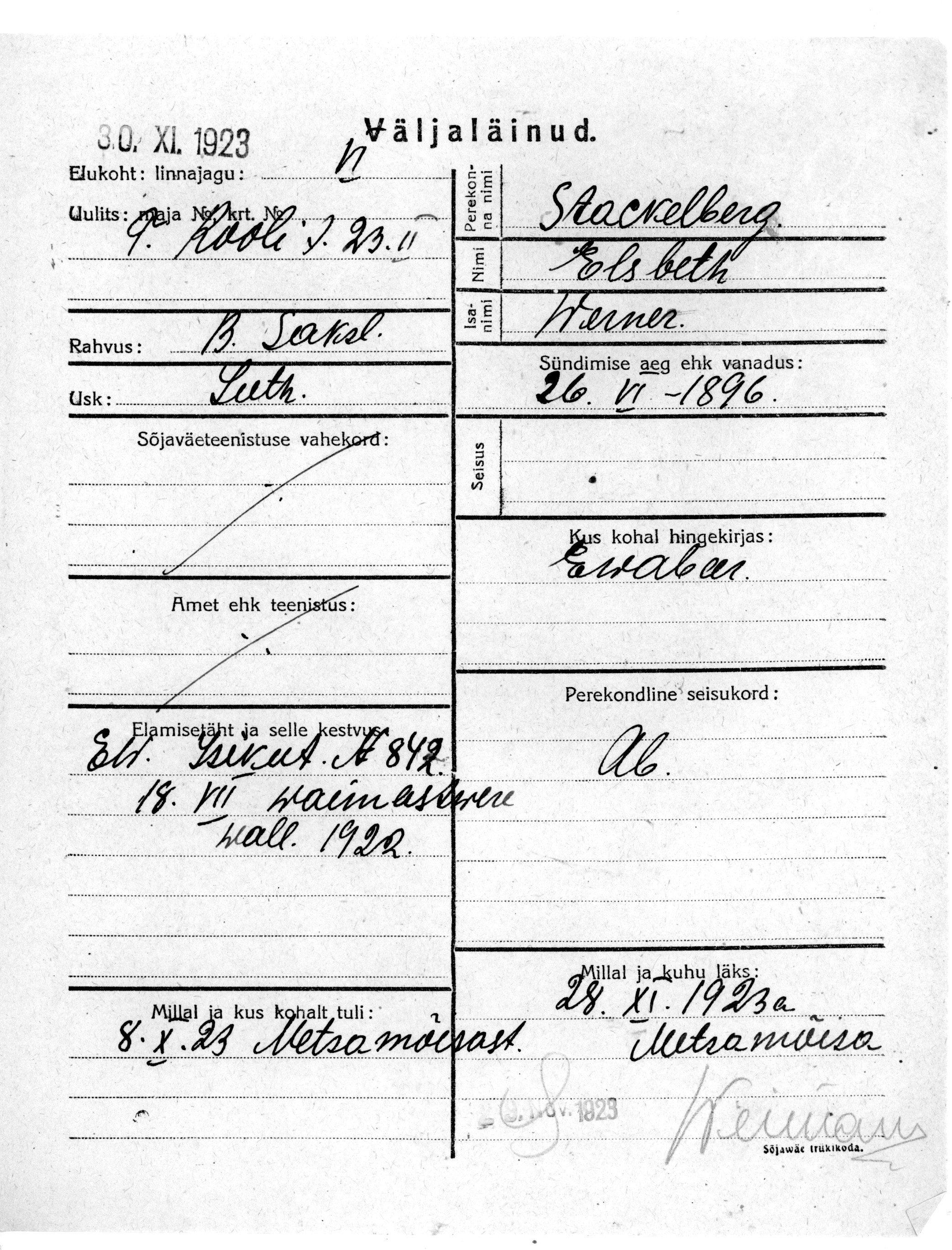 Stackelberg, Elsbeth, Werner