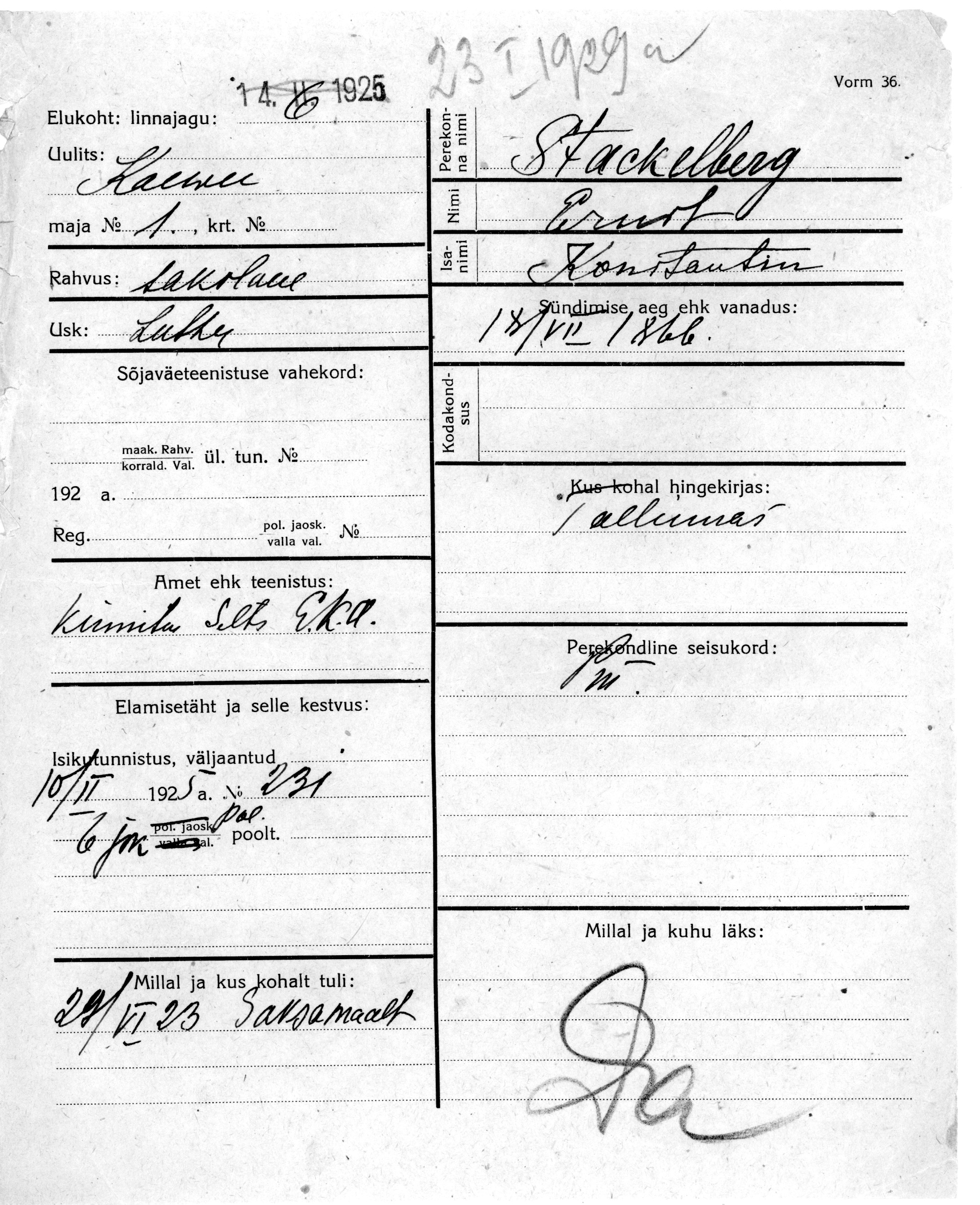 Stackelberg, Ernst, Konstantin