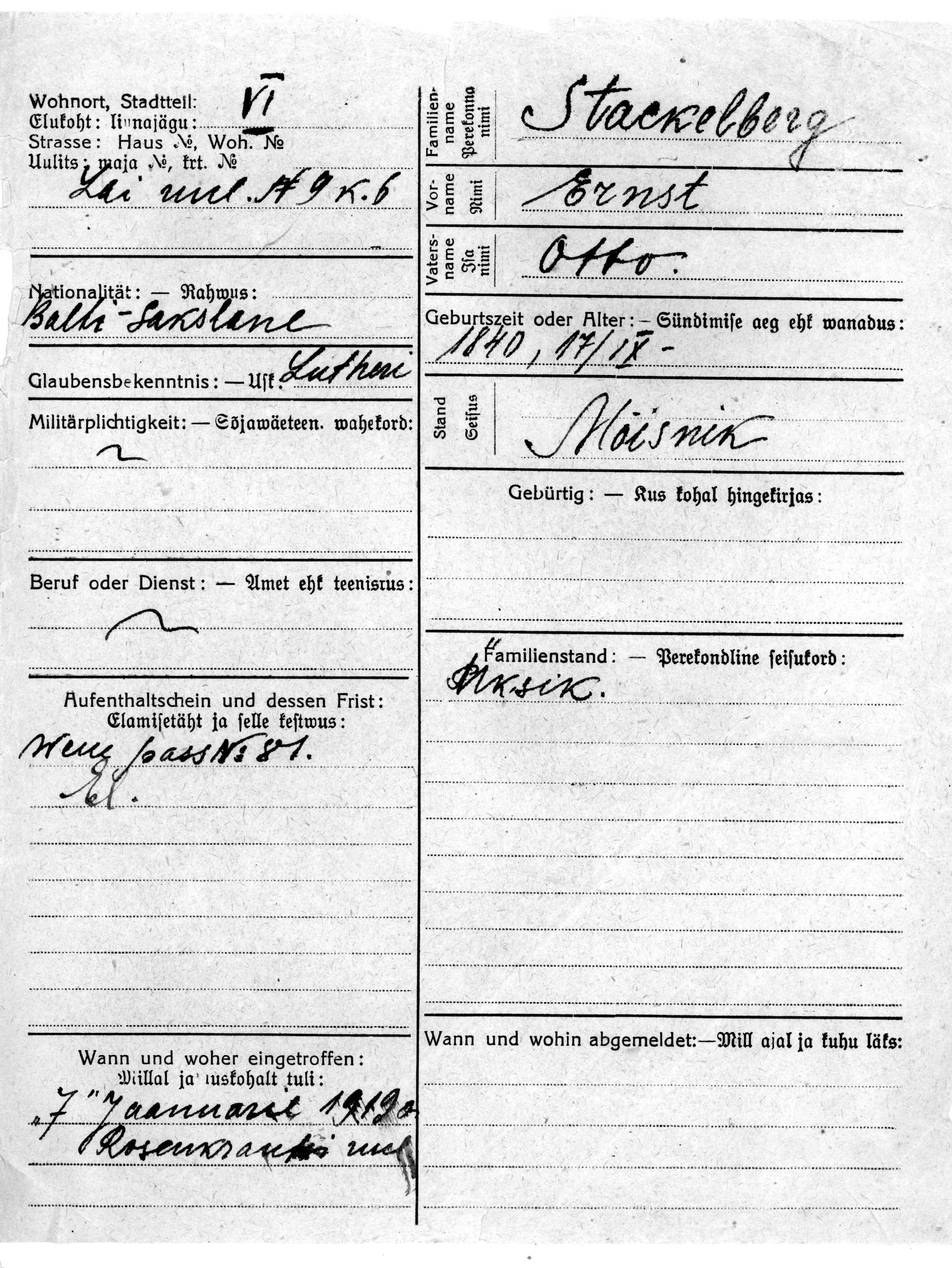 Stackelberg, Ernst, Otto