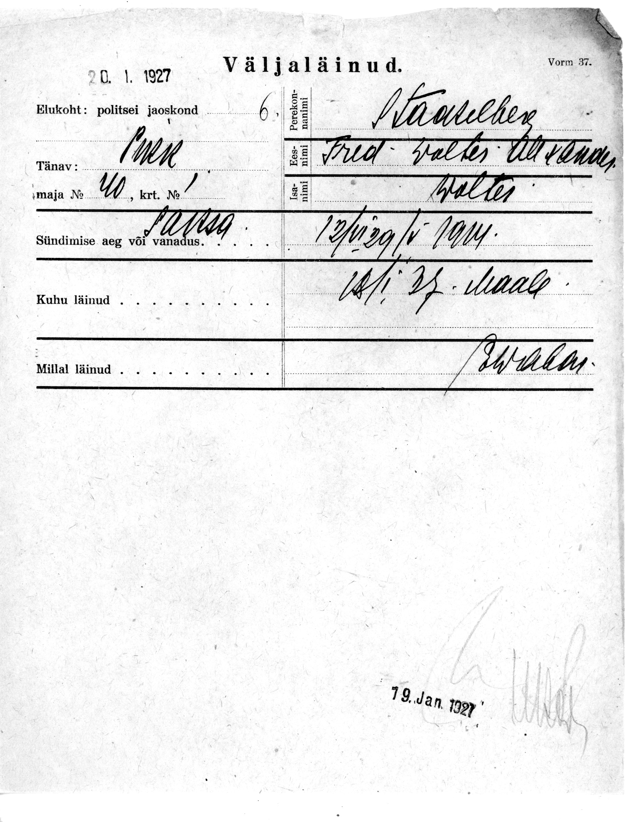 Stackelberg, Fred-Wolter-Alexander, Wolter