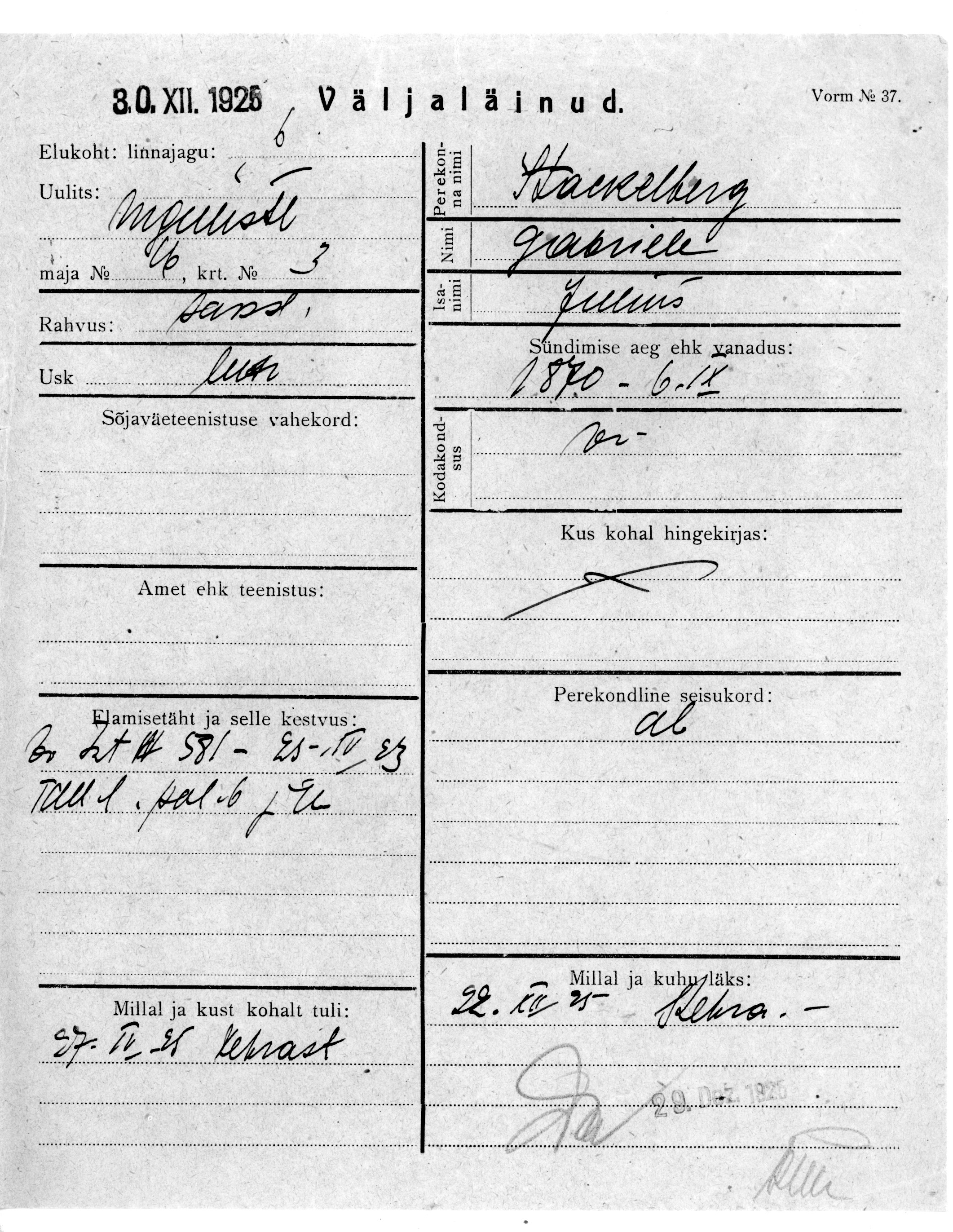 Stackelberg, Gabriele, Julius