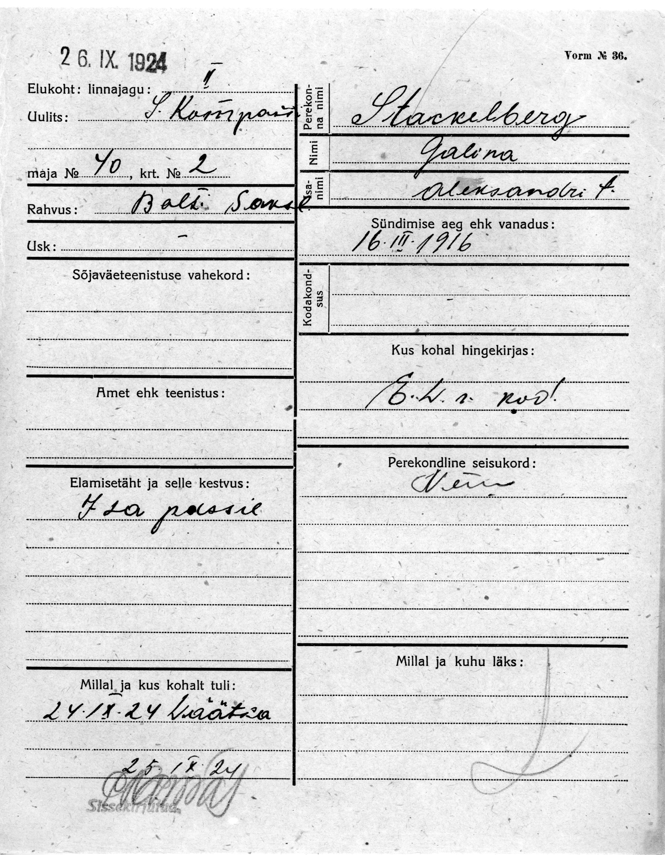 Stackelberg, Galina, Aleksandr