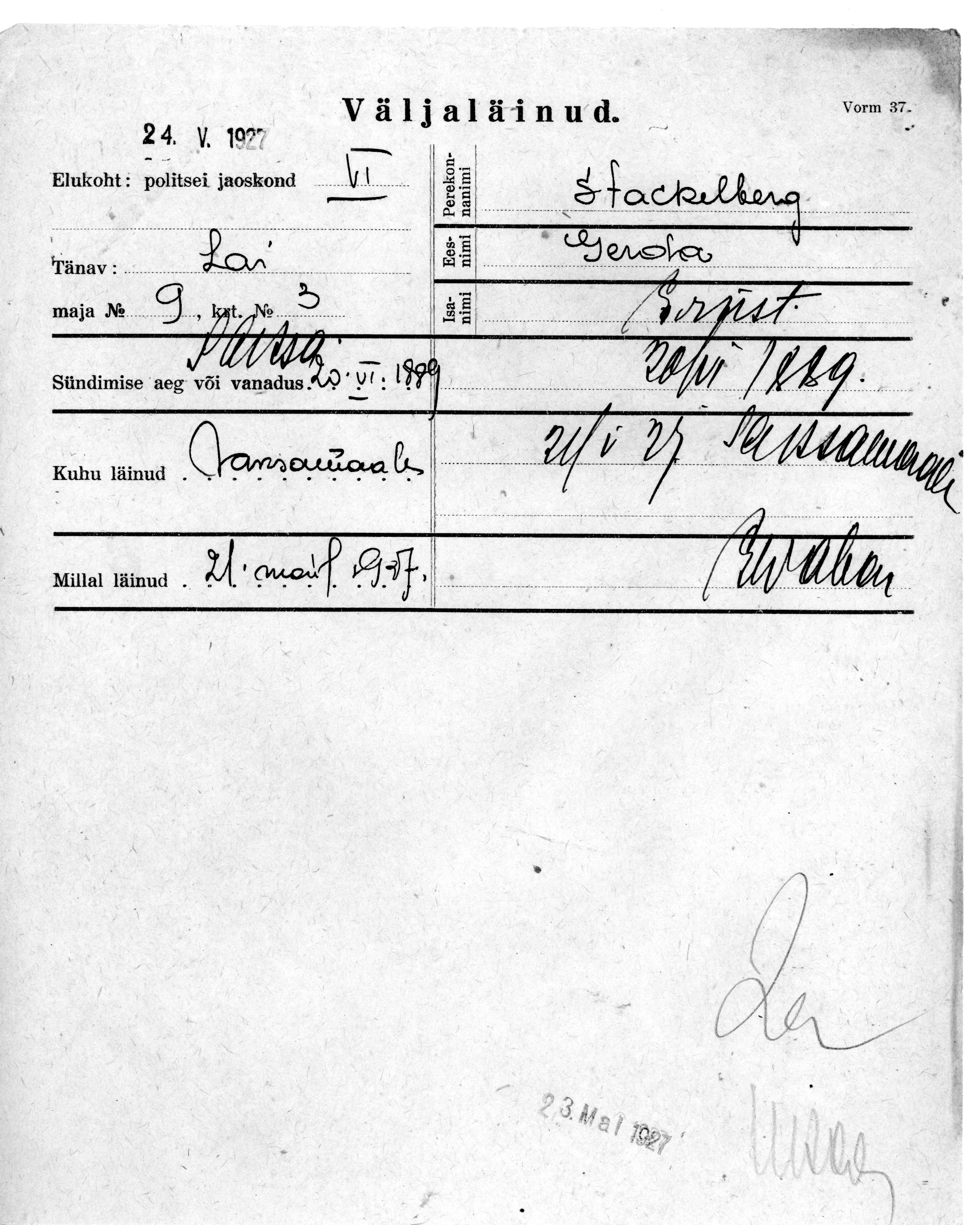 Stackelberg, Gerda, Ernst