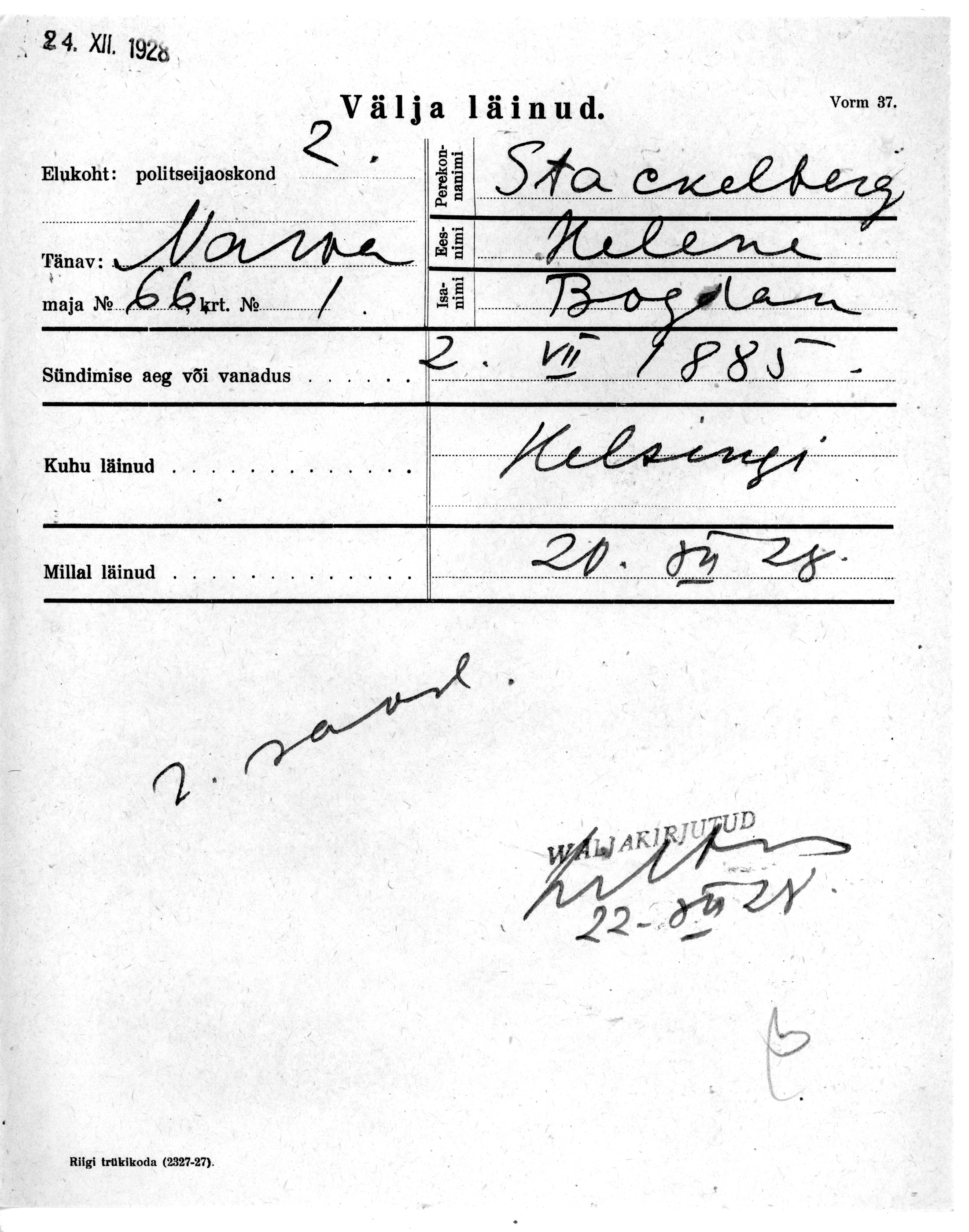 Stackelberg, Helene, Bogdan