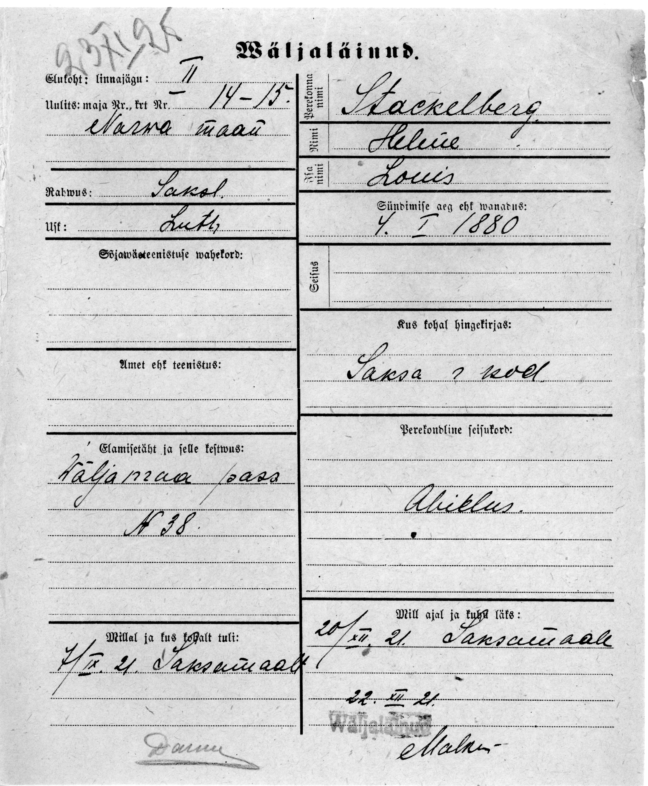 Stackelberg, Helene, Louis