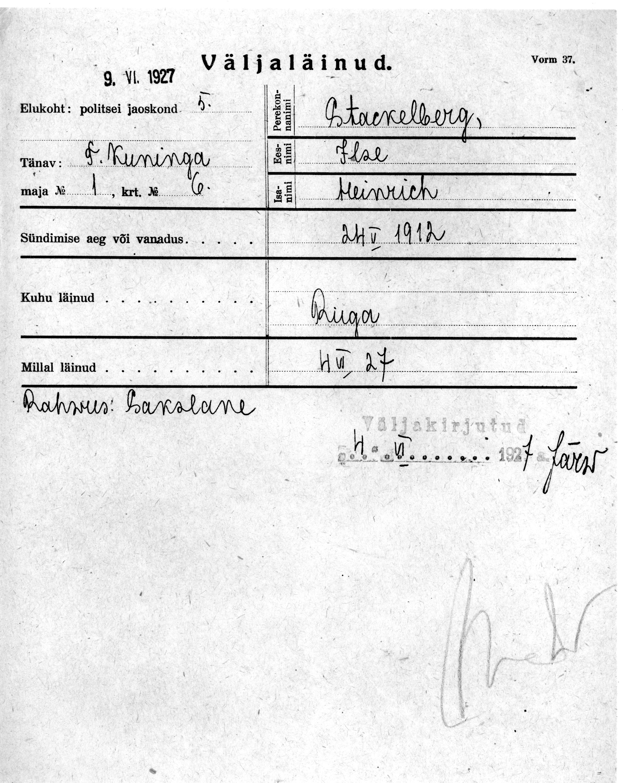 Stackelberg, Ilse, Heinrich