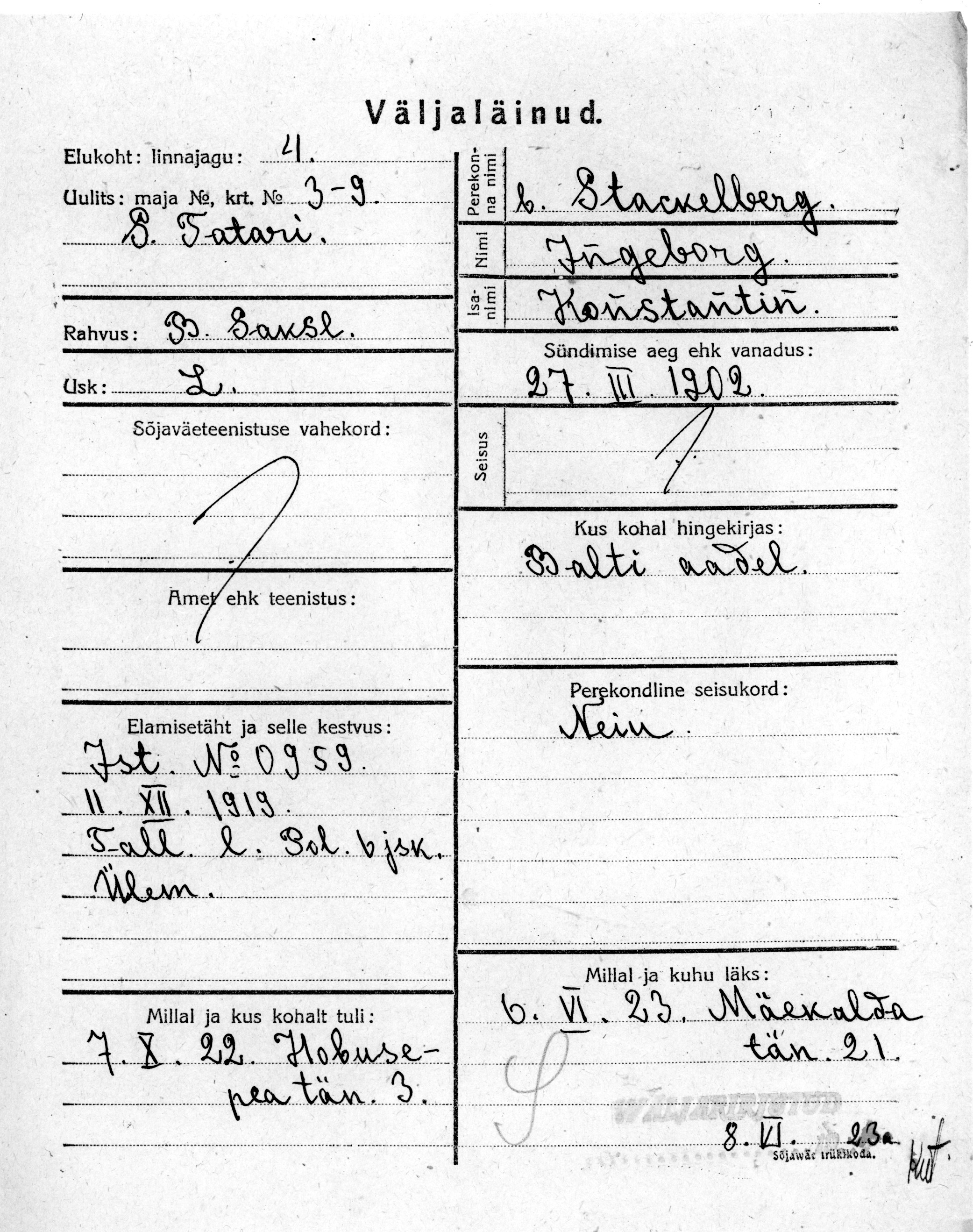 Stackelberg, Ingeborg, Konstantin