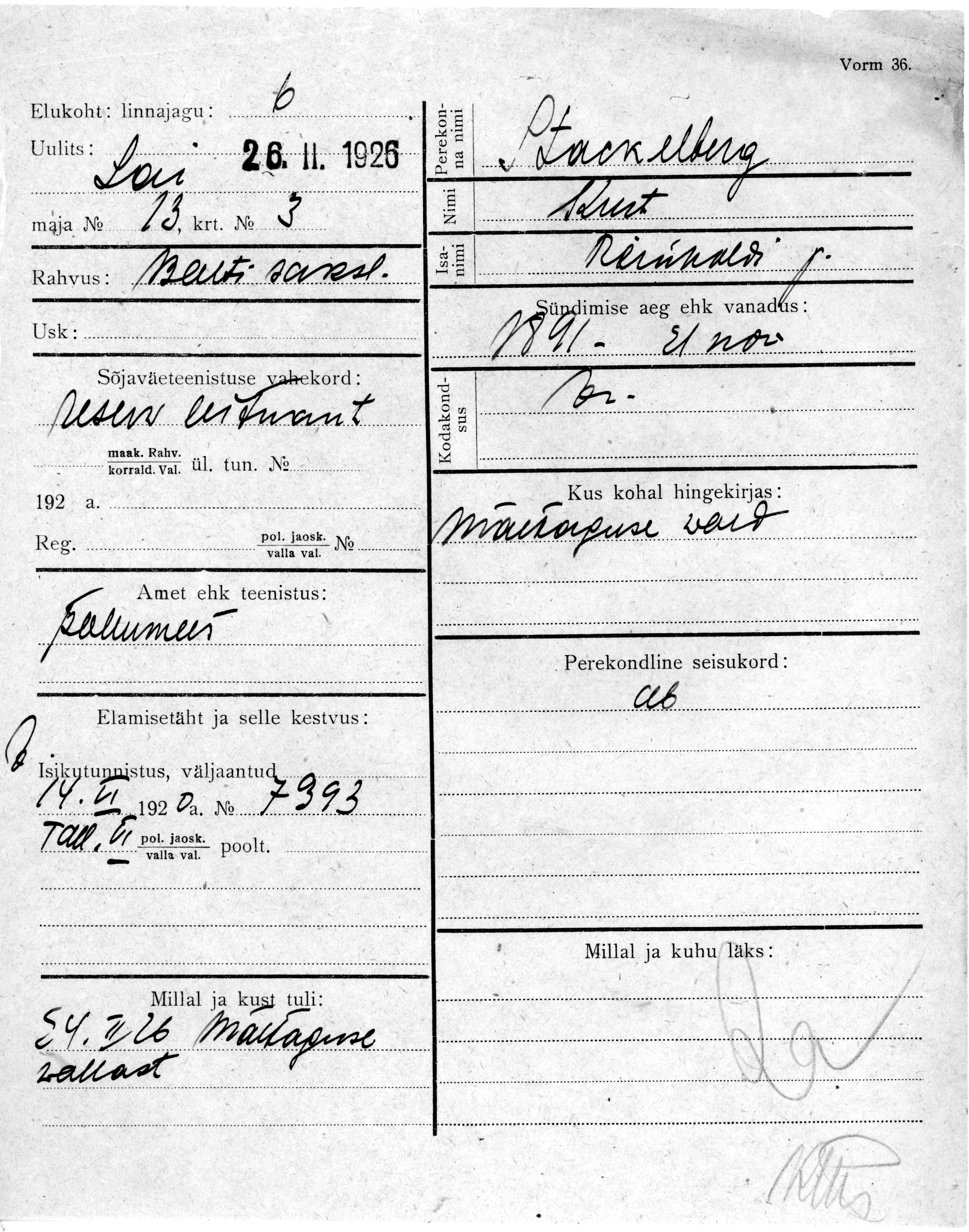 Stackelberg, Kurt, Reinhold