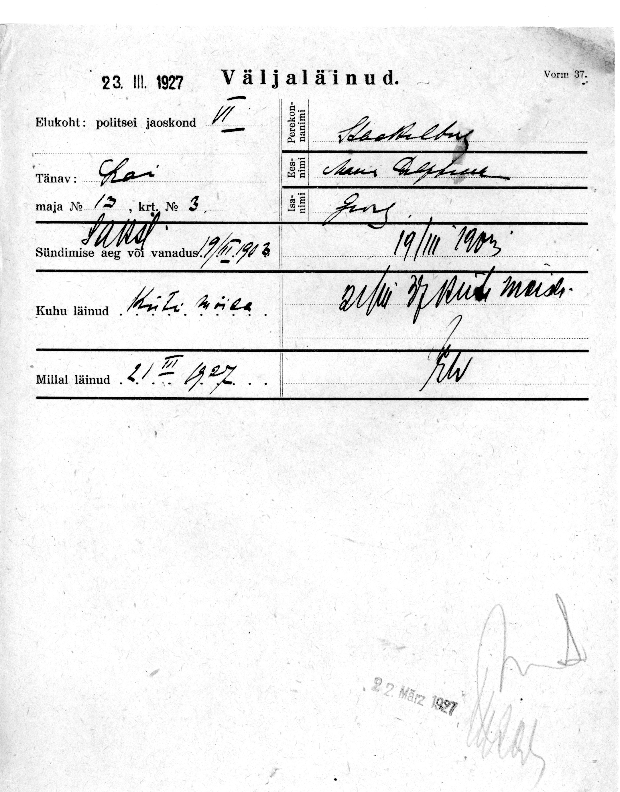 Stackelberg, Marie d, Georg