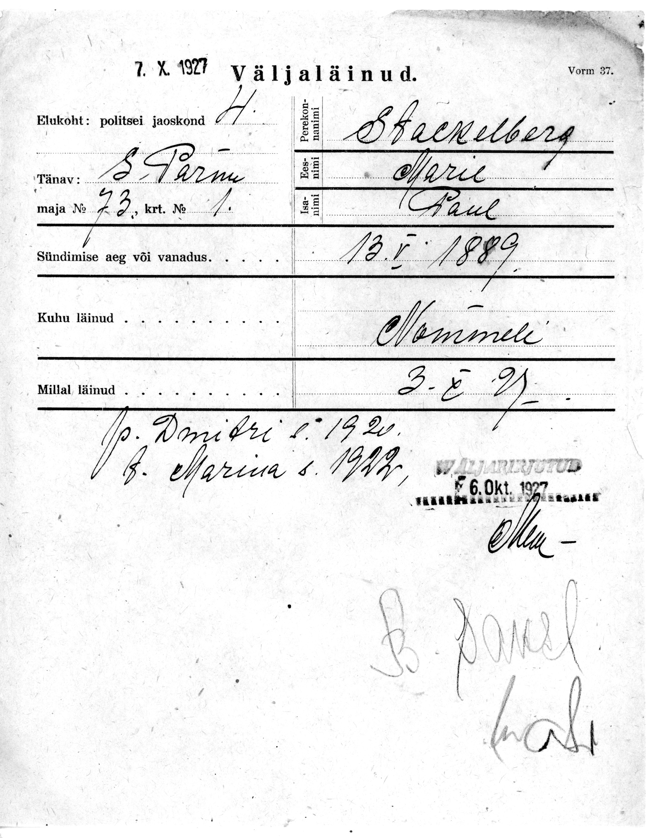 Stackelberg, Marie, Paul