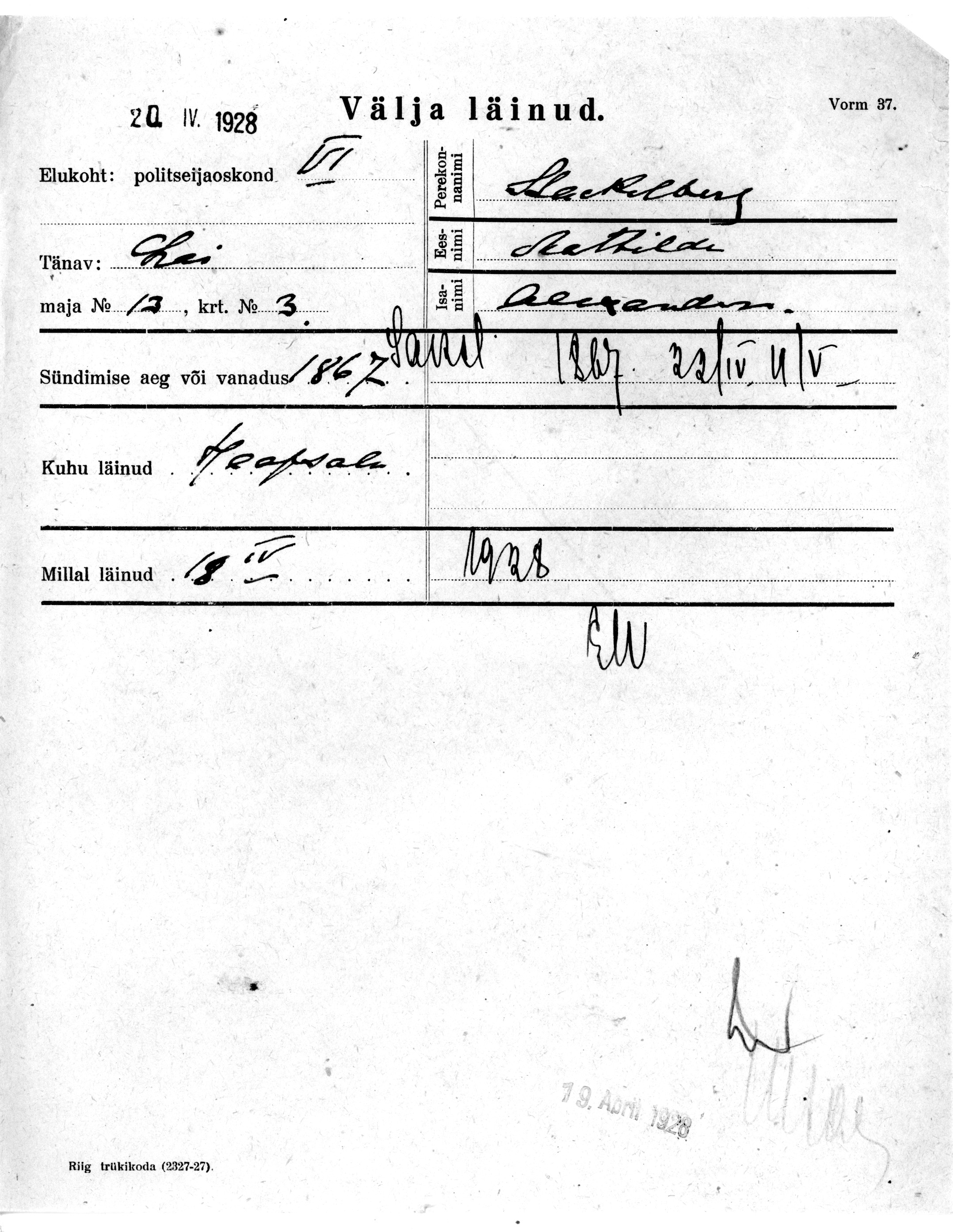 Stackelberg, Mathilde, Alexander