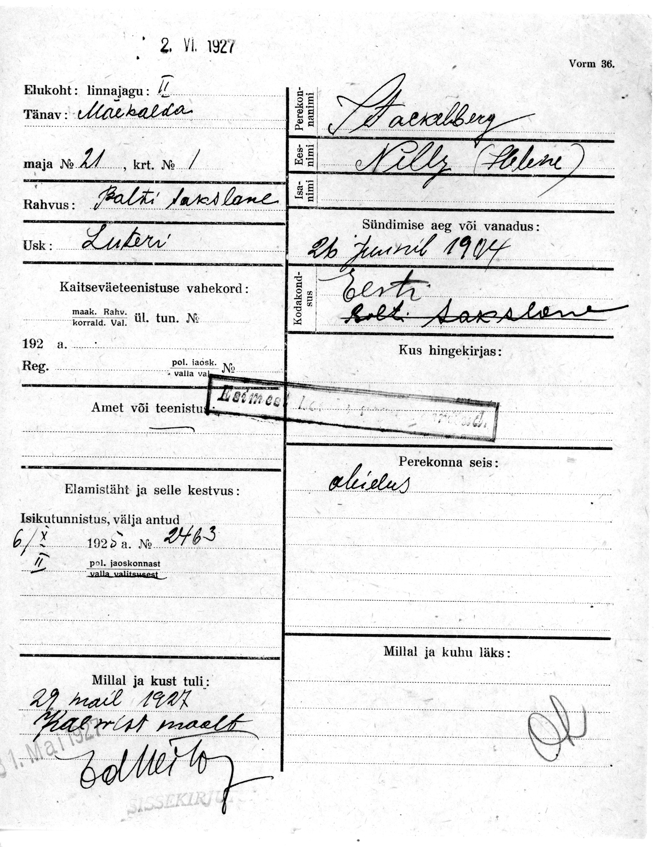 Stackelberg, Nelly(helene)