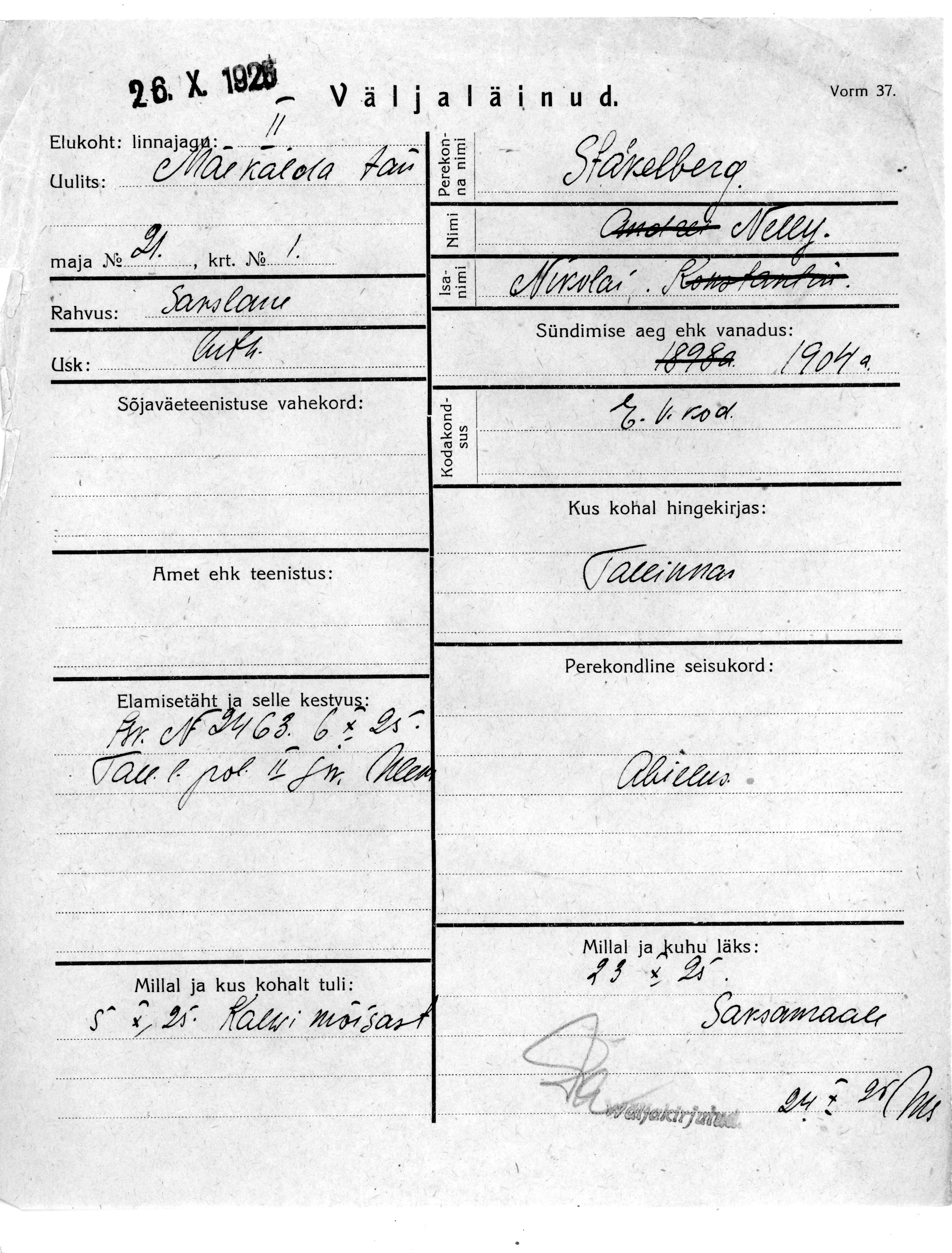 Stackelberg, Nelly, Nikolai