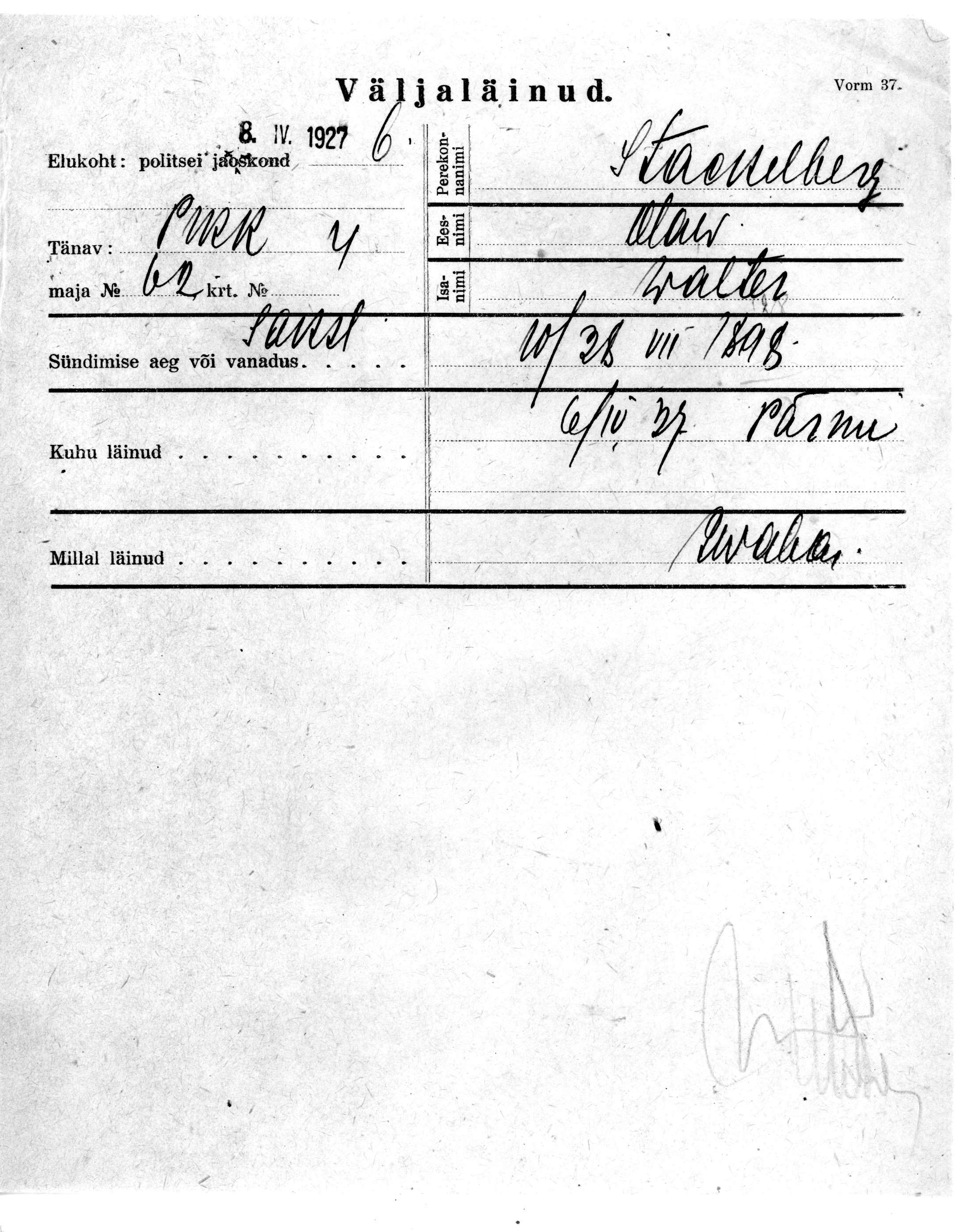 Stackelberg, Olaw, Walter