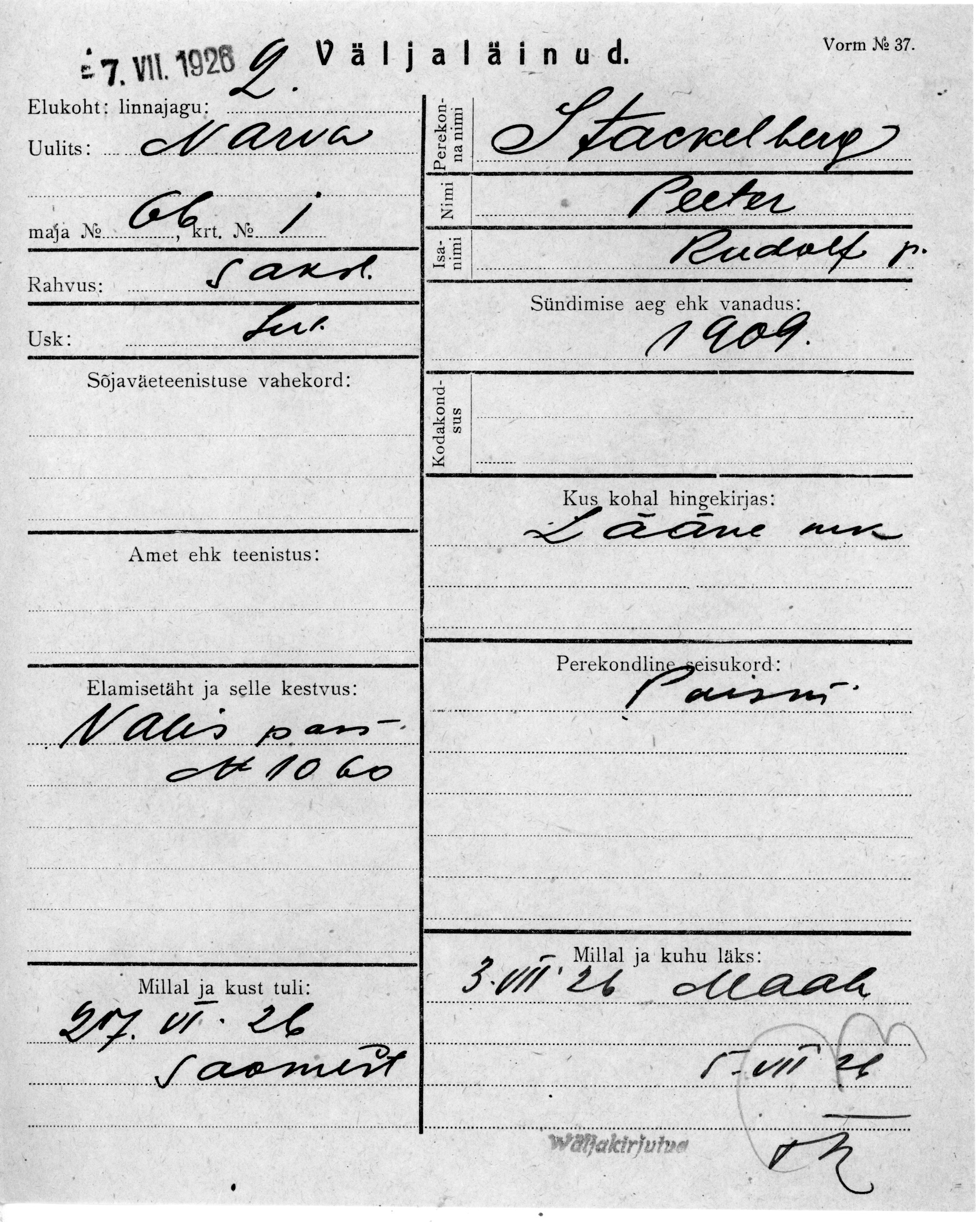 Stackelberg, Peeter, Rudolf