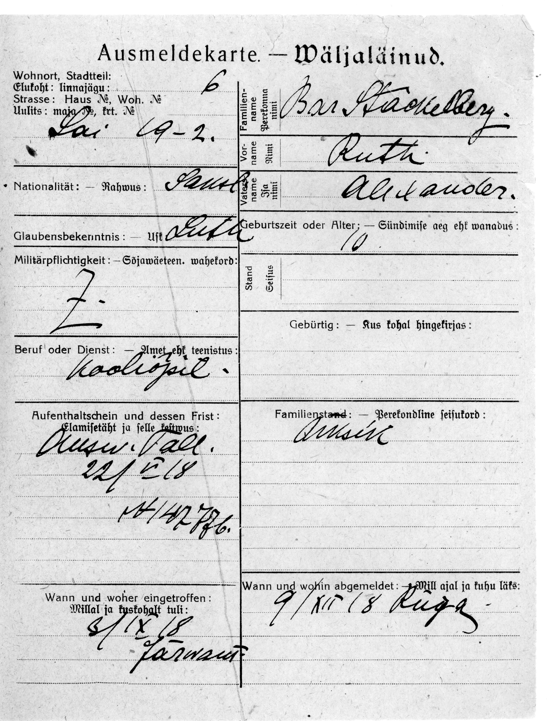 Stackelberg, Ruth, Alexander