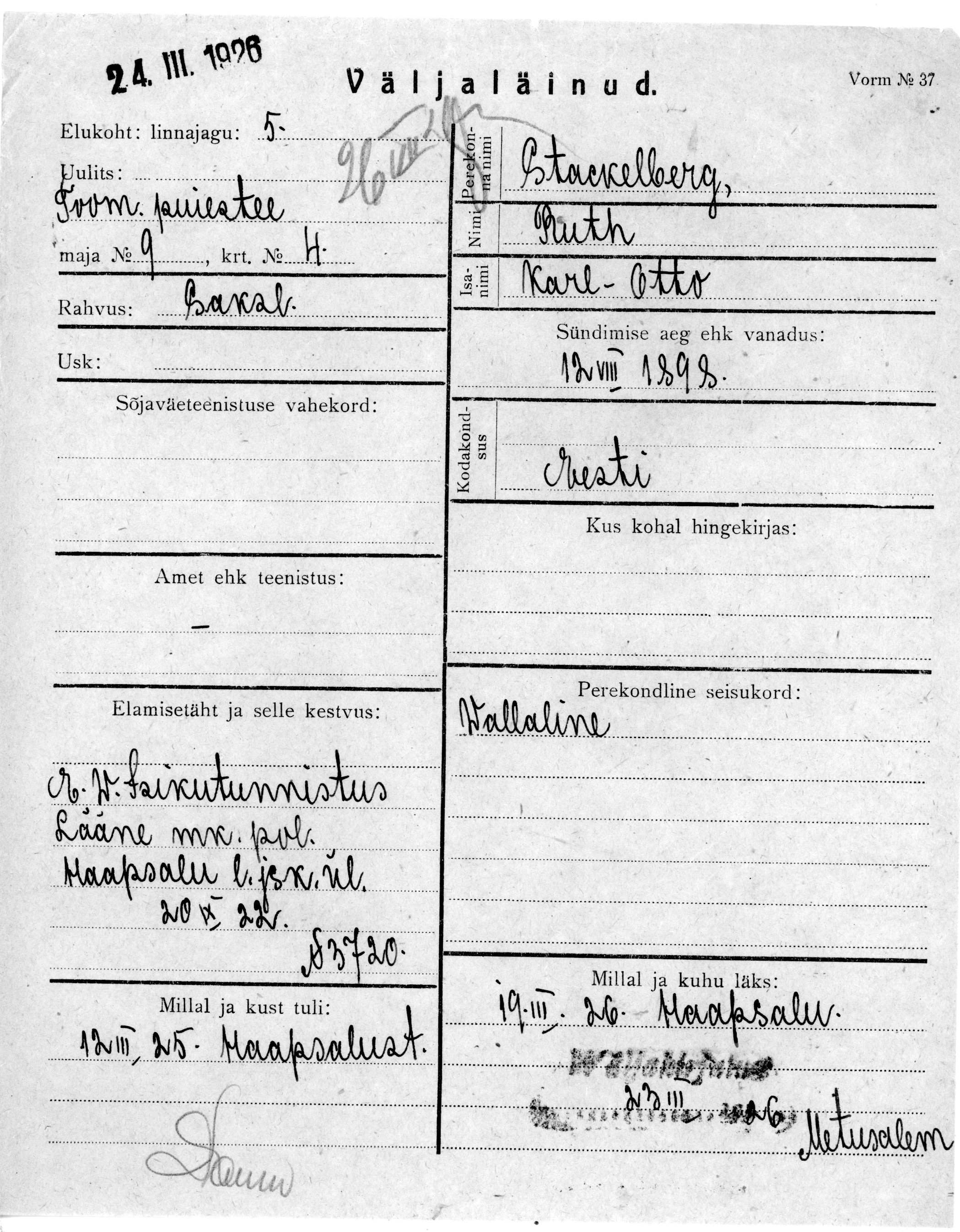 Stackelberg, Ruth, Karl-Otto