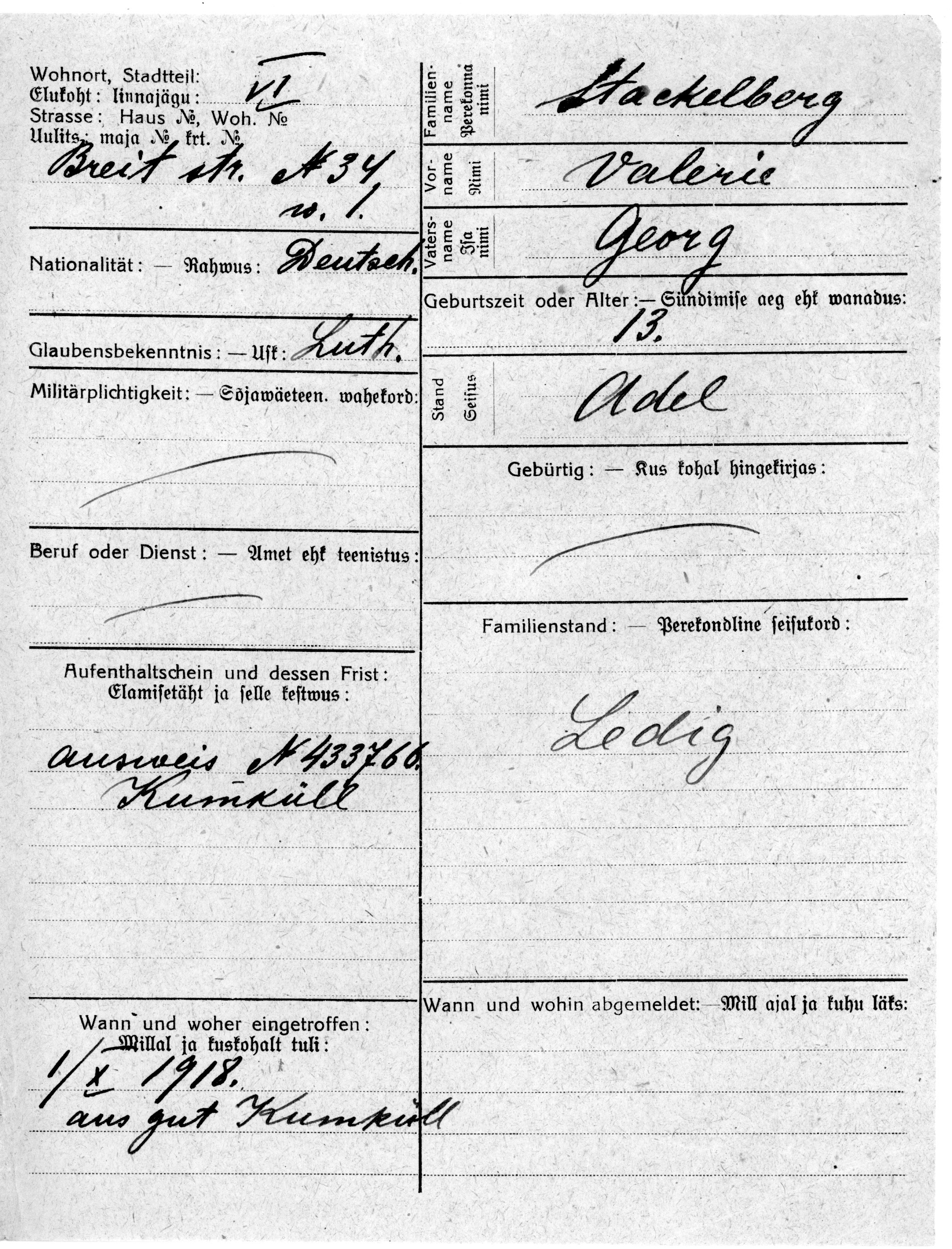 Stackelberg, Valerie, Georg