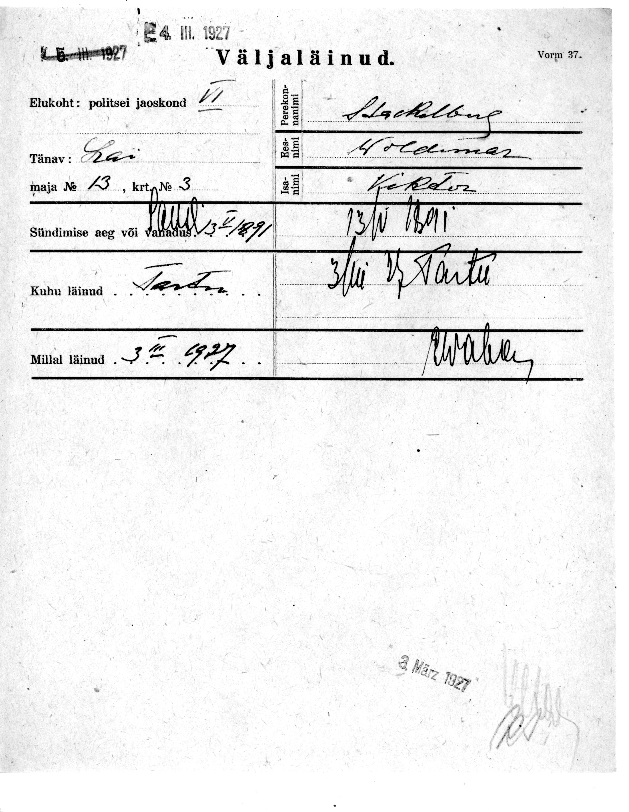 Stackelberg, Woldemar, Viktor