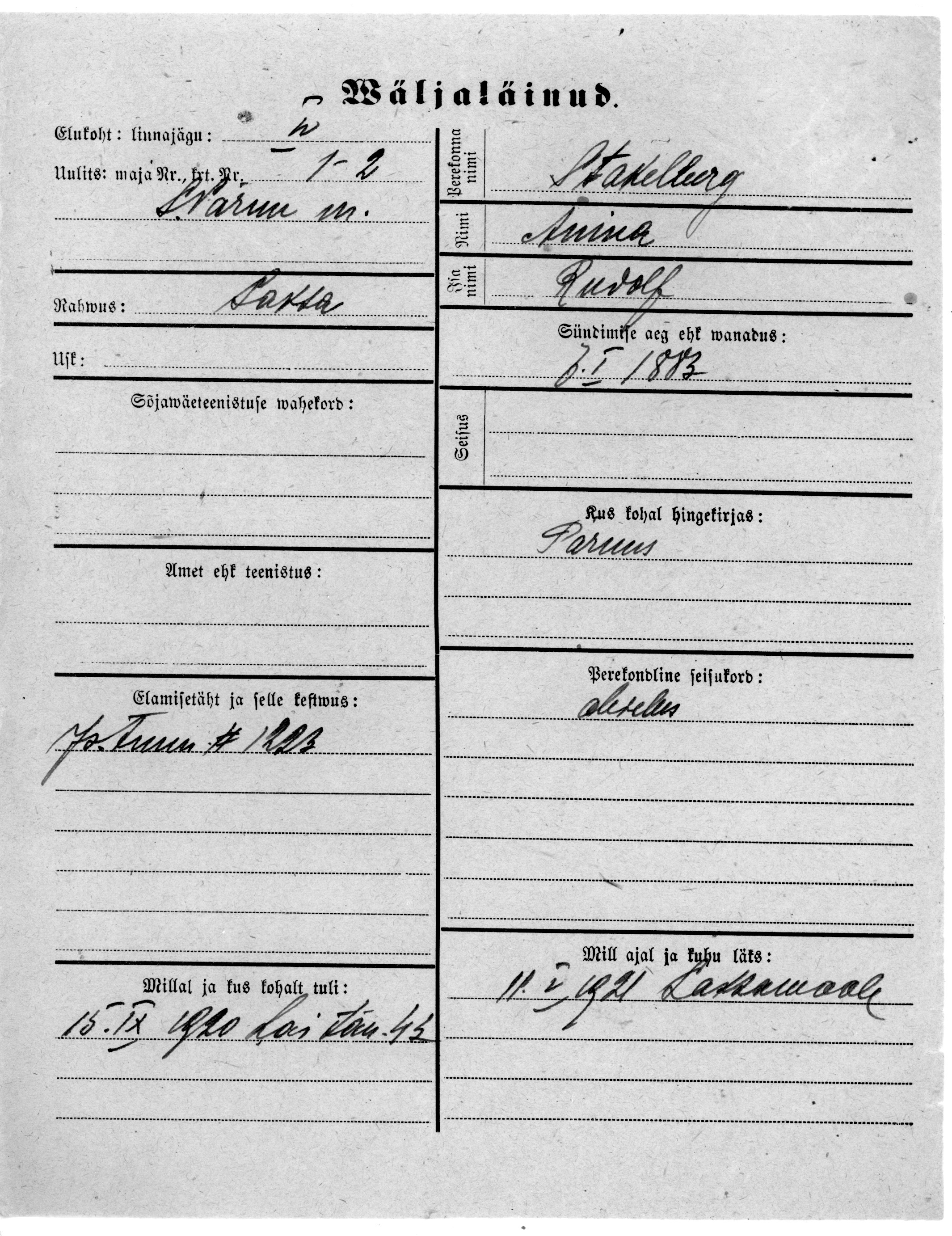 Stakelberg, Anna, Rudolf