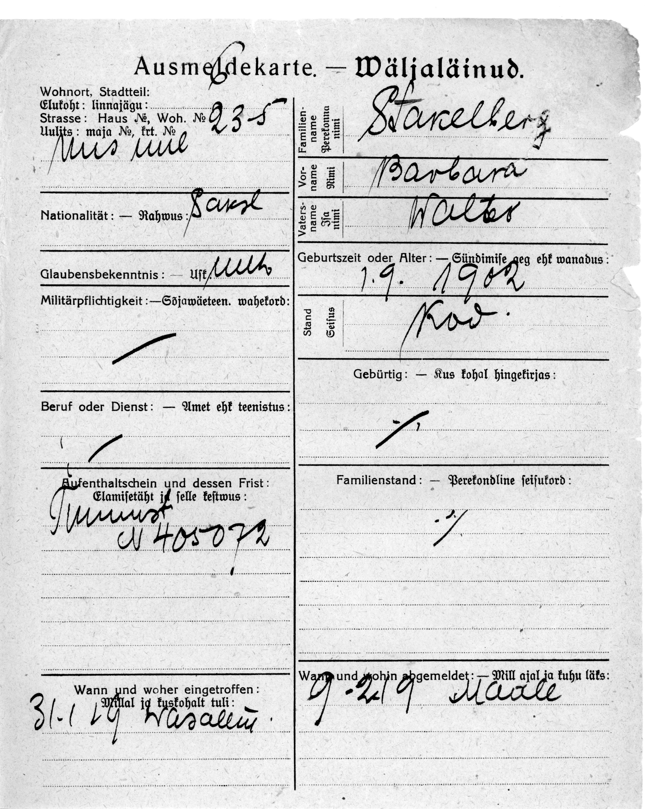 Stakelberg, Barbara, Walter