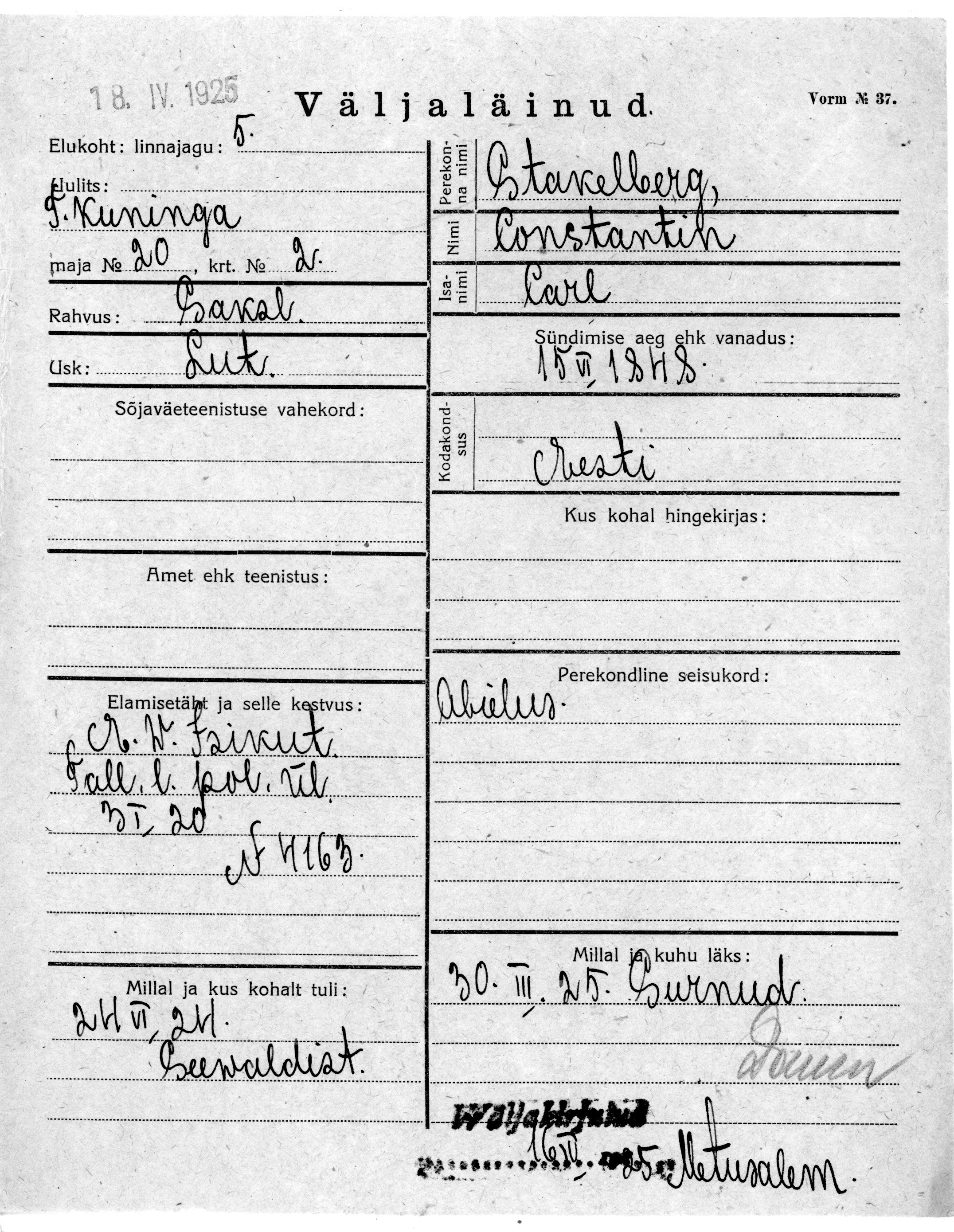 Stakelberg, Constantin, Carl