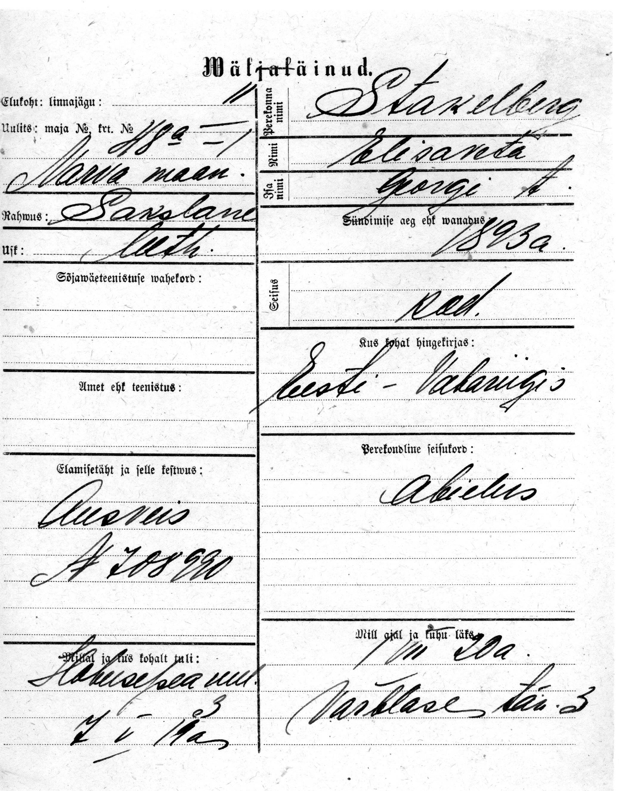 Stakelberg, Elisaveta, Georg