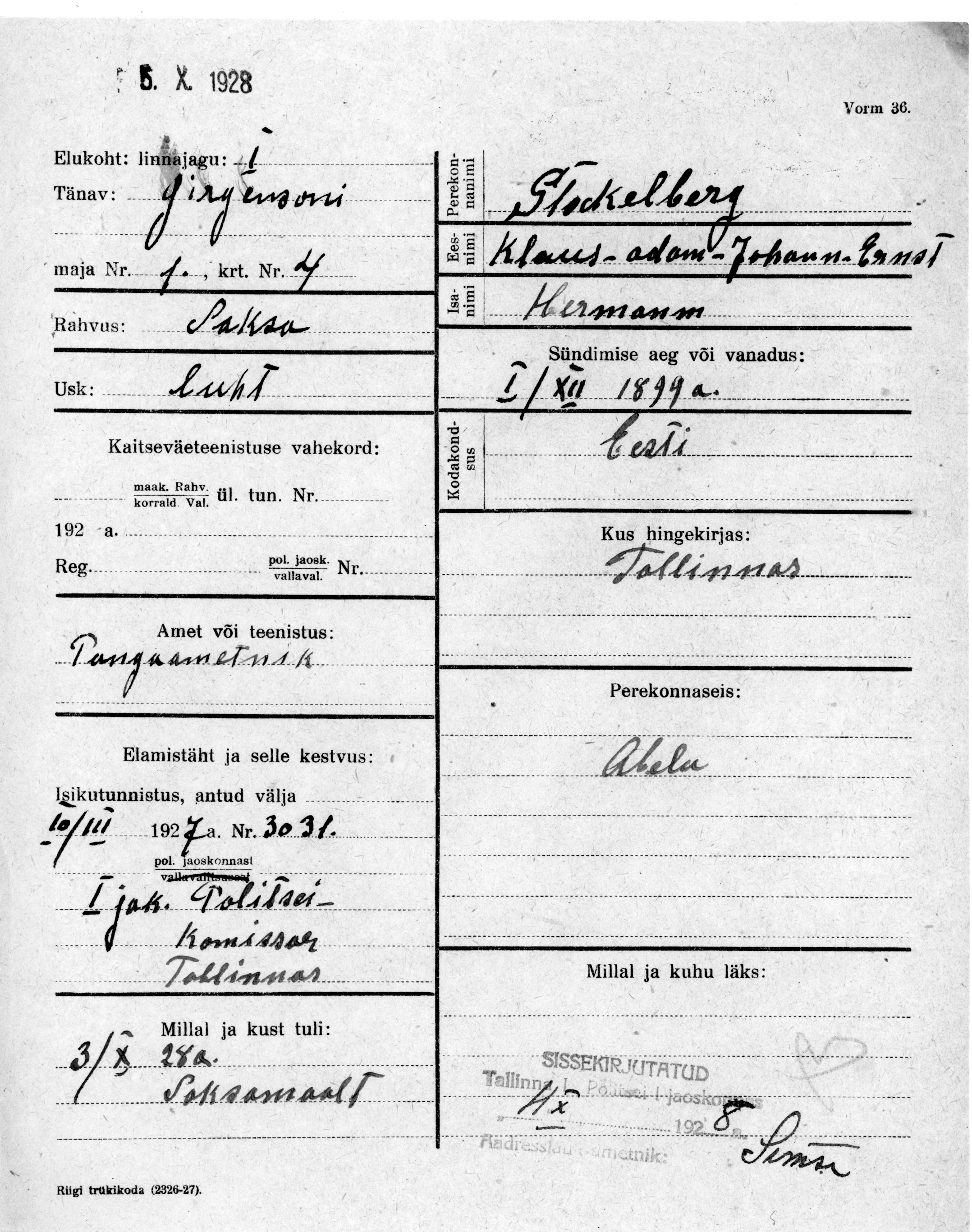 Stakelberg, Klaus-Adam-Johann-Ernst, Hermann