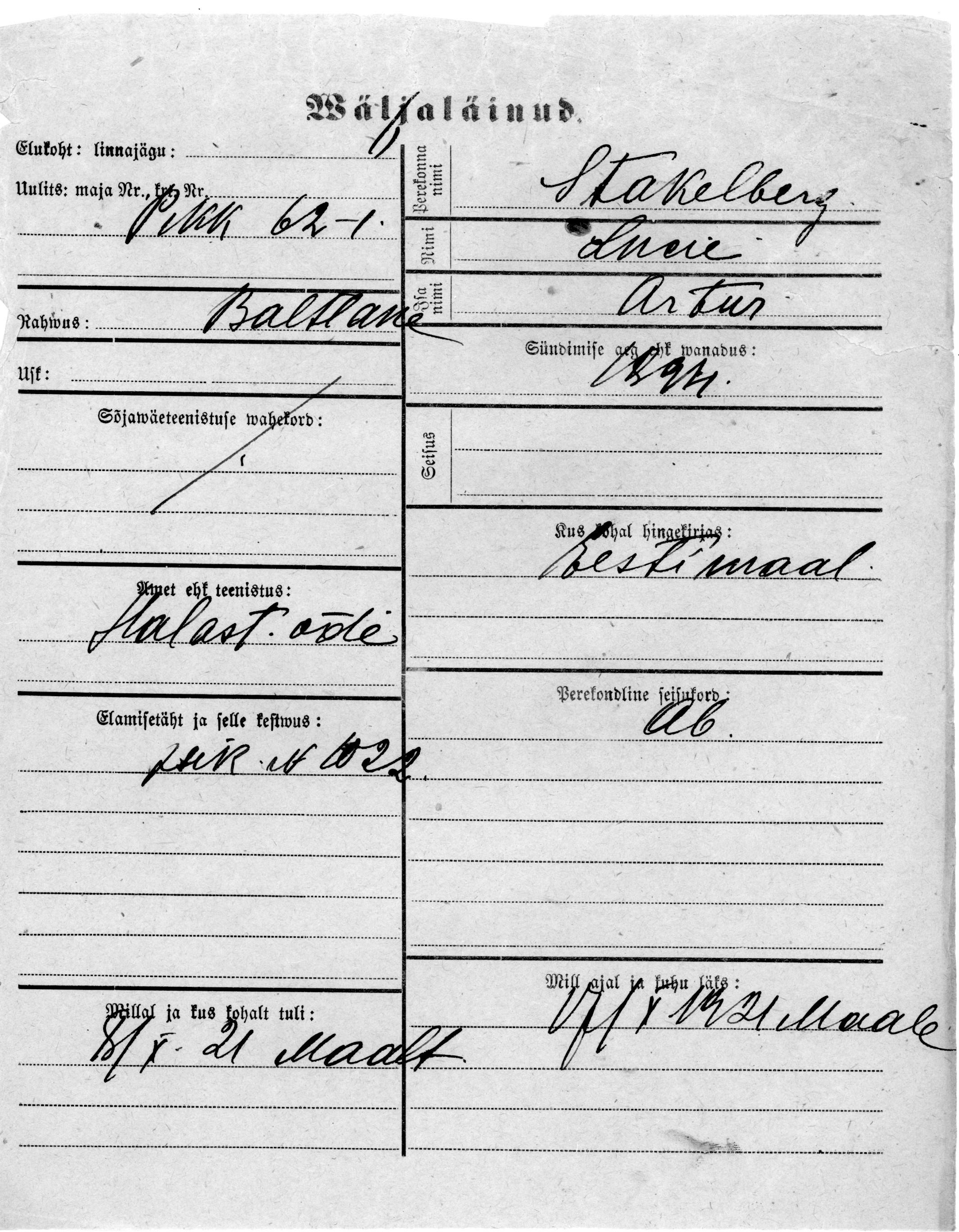 Stakelberg, Lucie, Artur