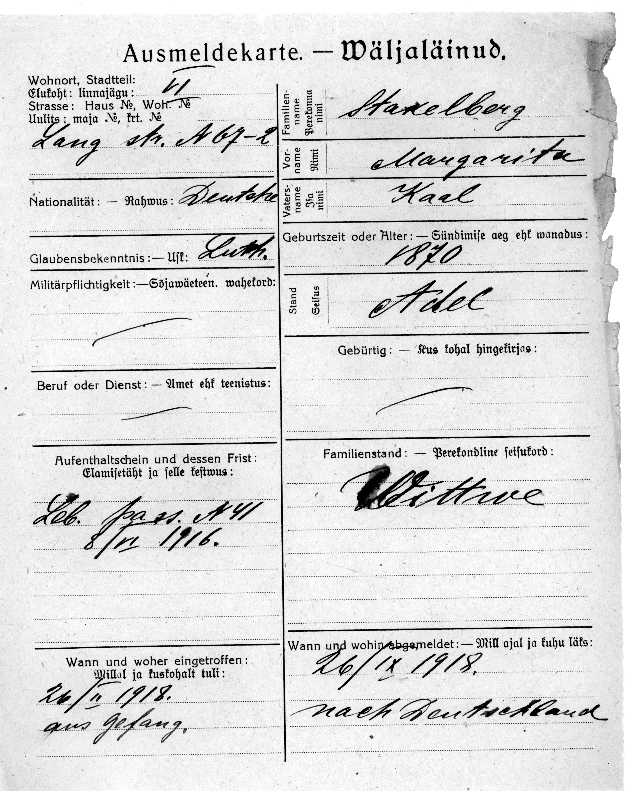 Stakelberg, Margarita, Karl