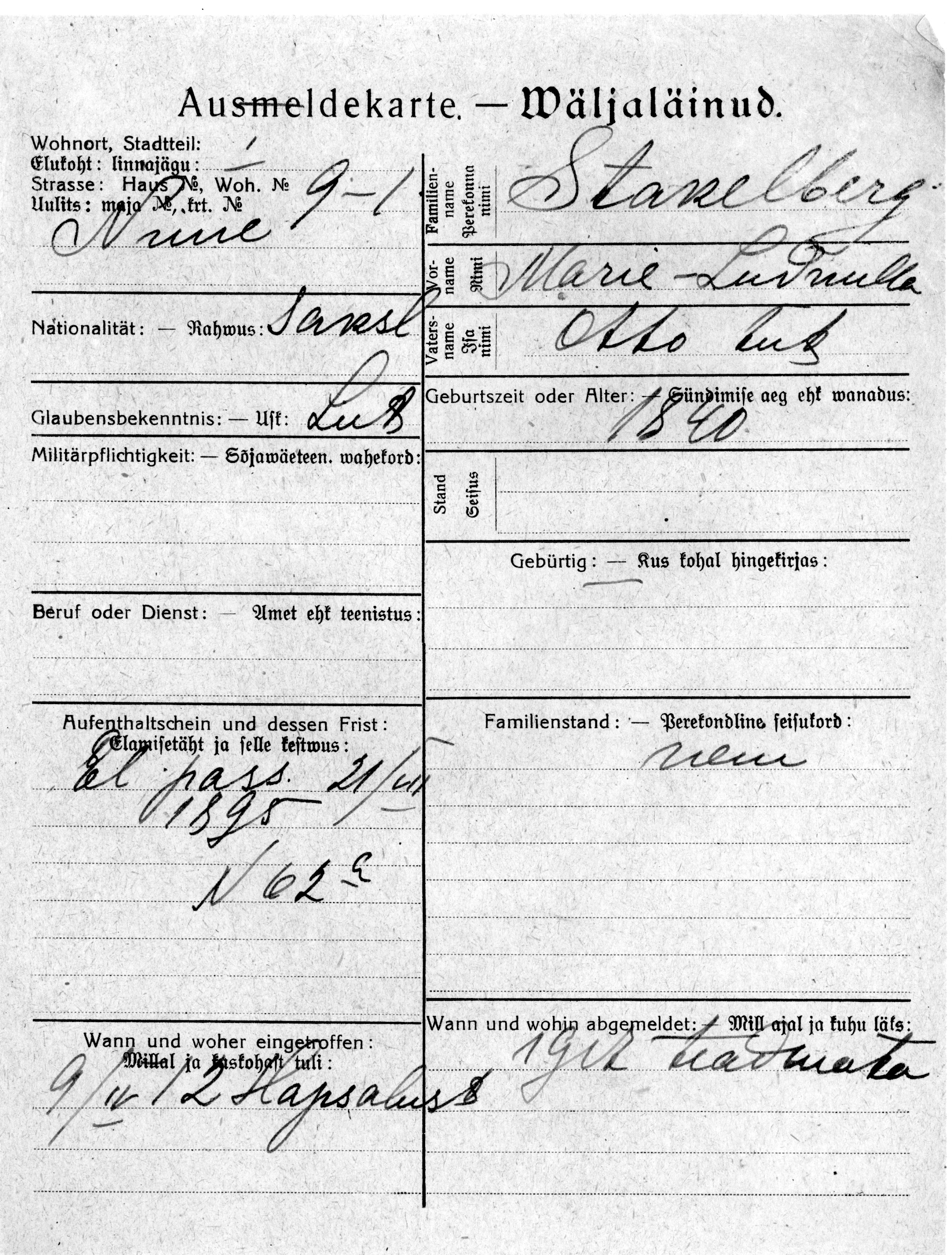 Stakelberg, Marie-Ludmilla, Otto