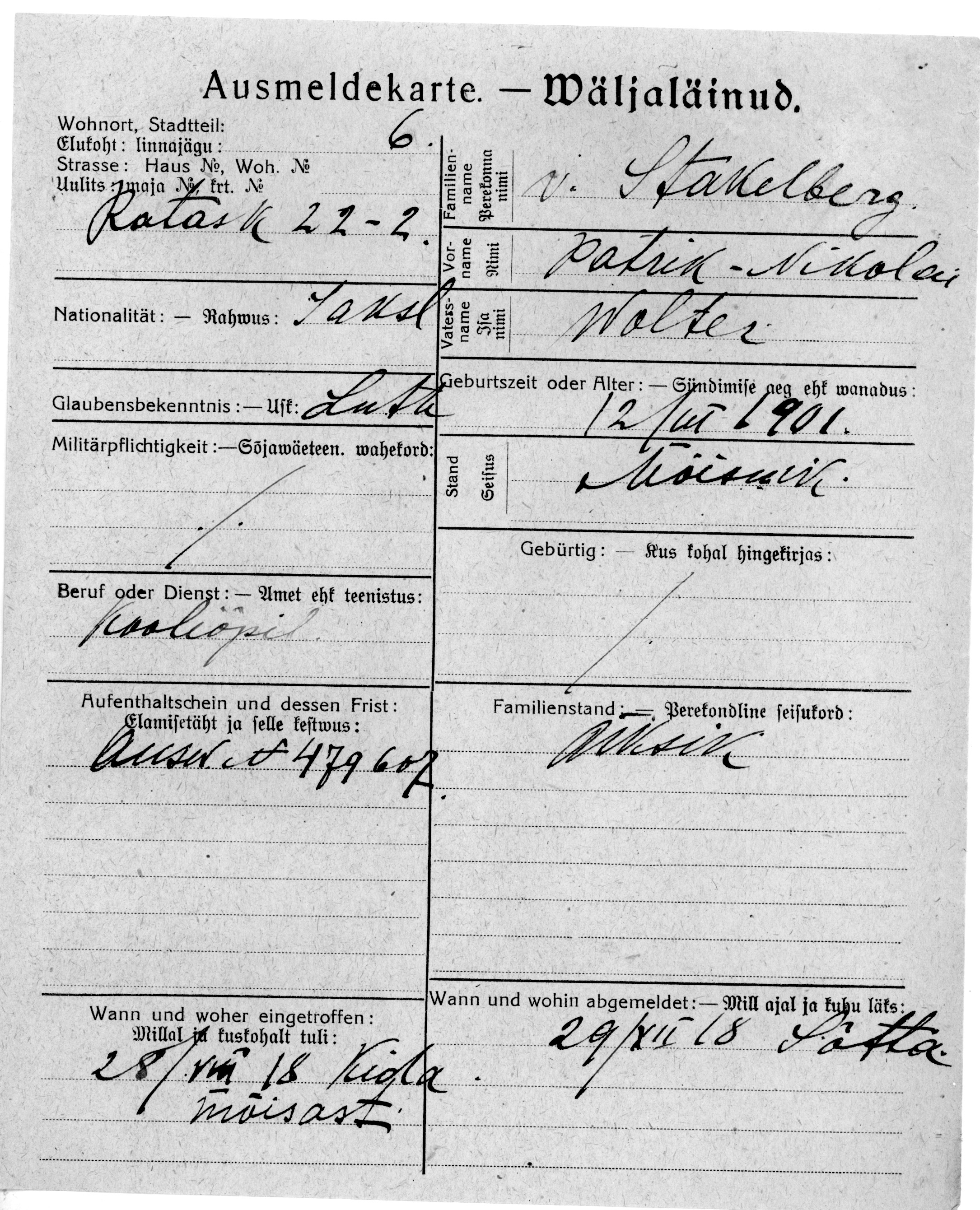 Stakelberg, Patrik-Nikolai, Wolter