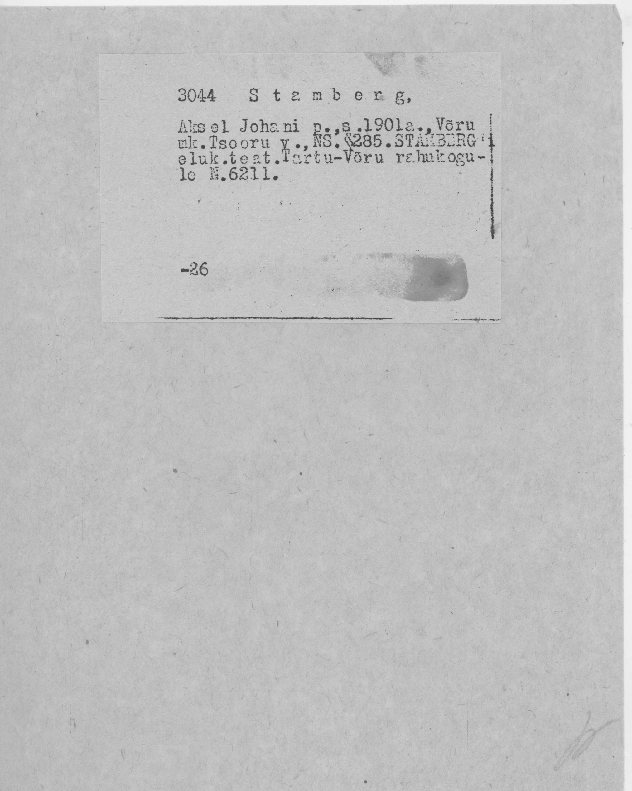 Stamberg, Aksel, Johan