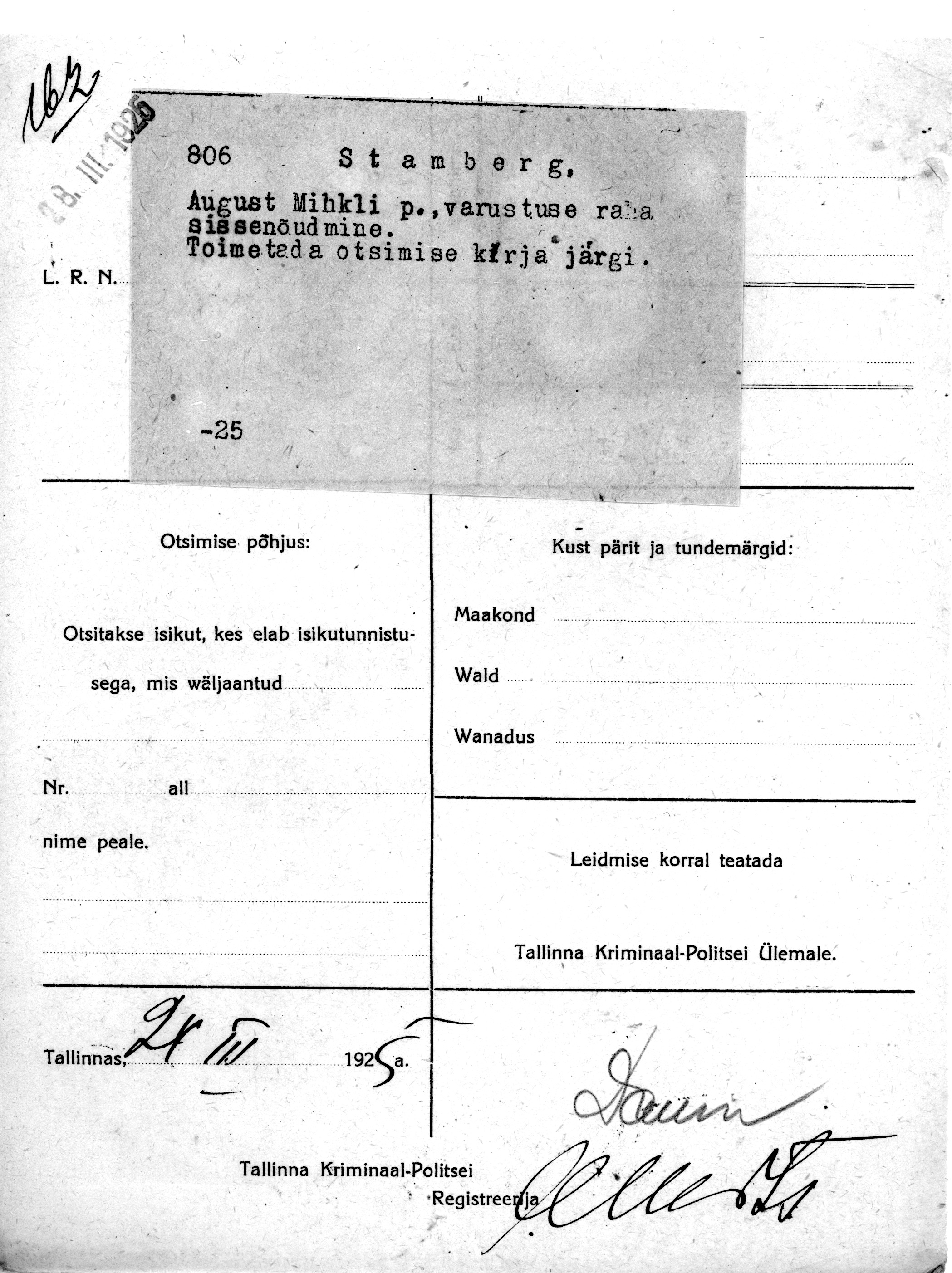 Stamberg, August, Mihkel