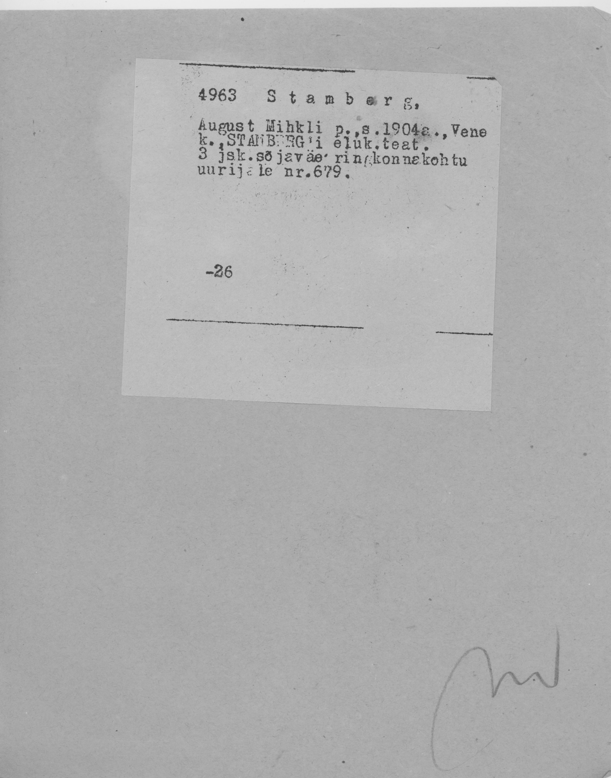 Stamberg, August, Mihkel