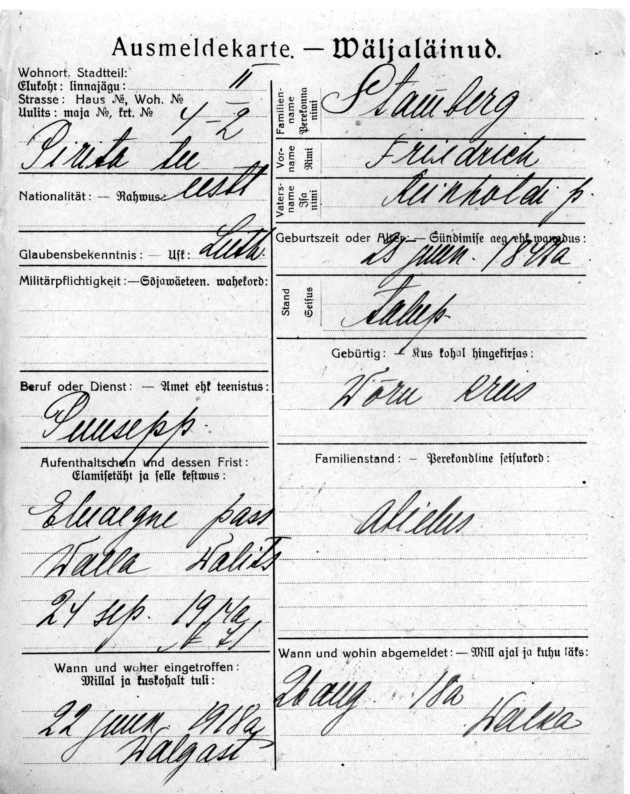 Stamberg, Friedrich, Reinhold