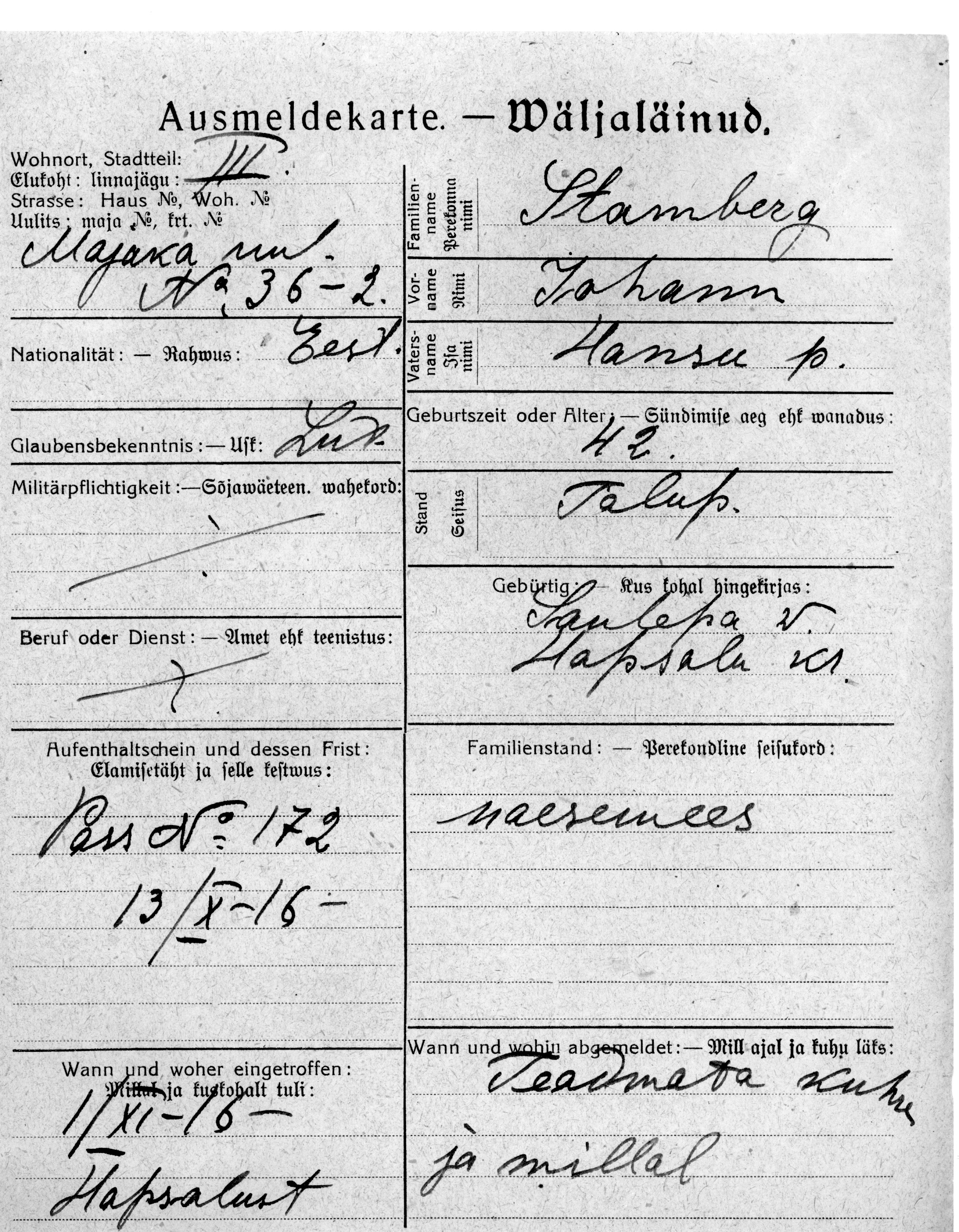 Stamberg, Johann, Hans